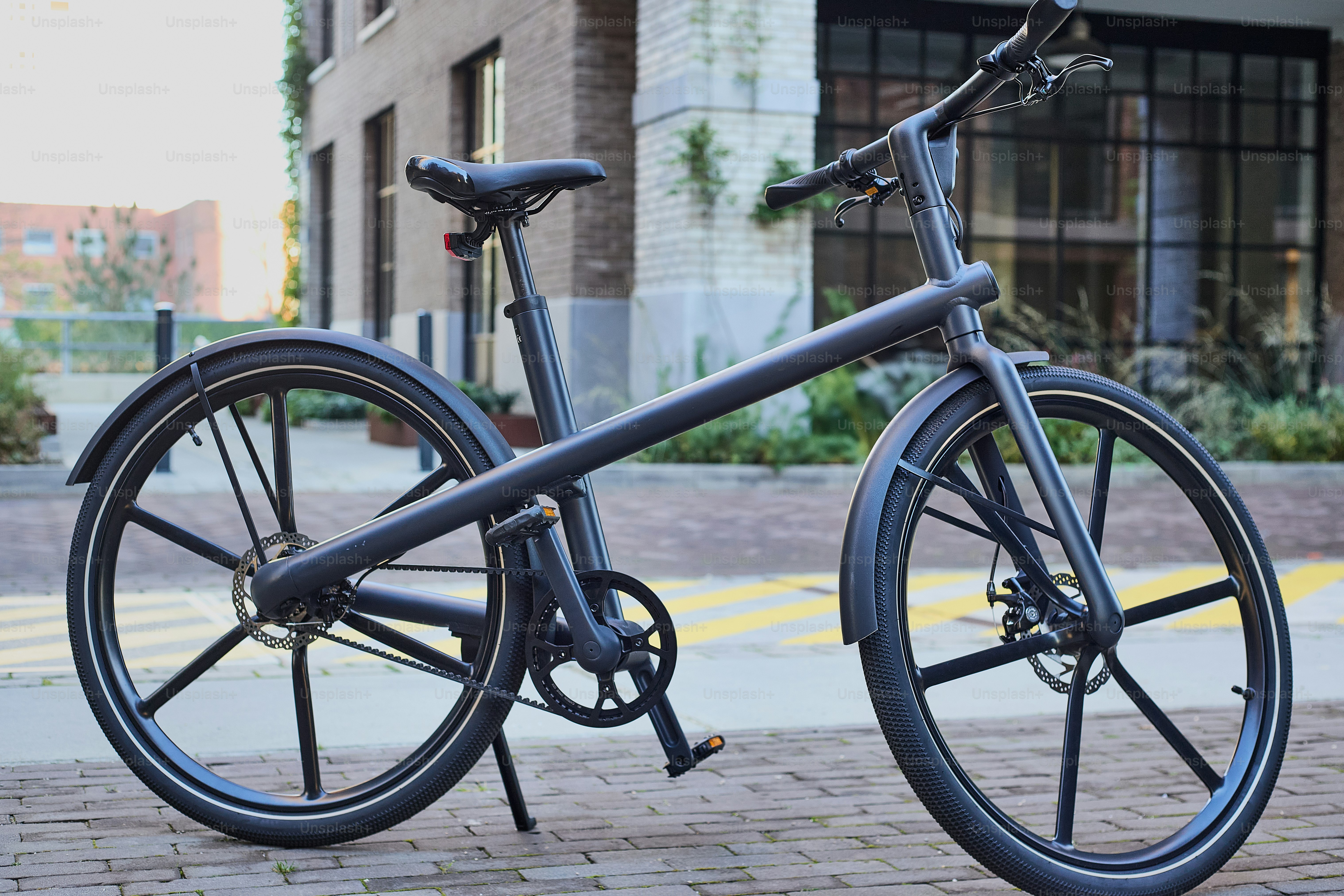 a bicycle parked on the side of the road