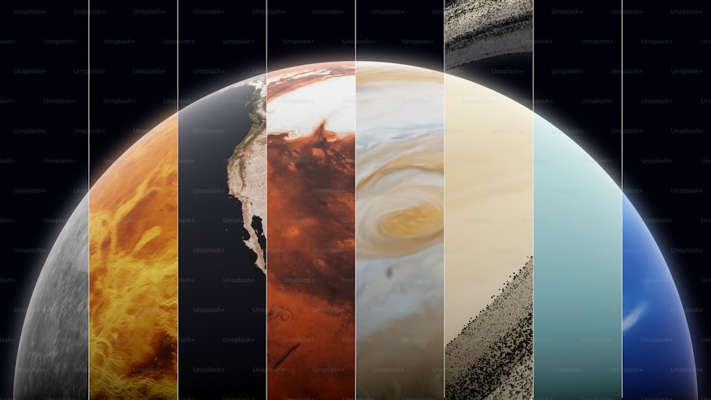 una serie de imágenes de diferentes planetas