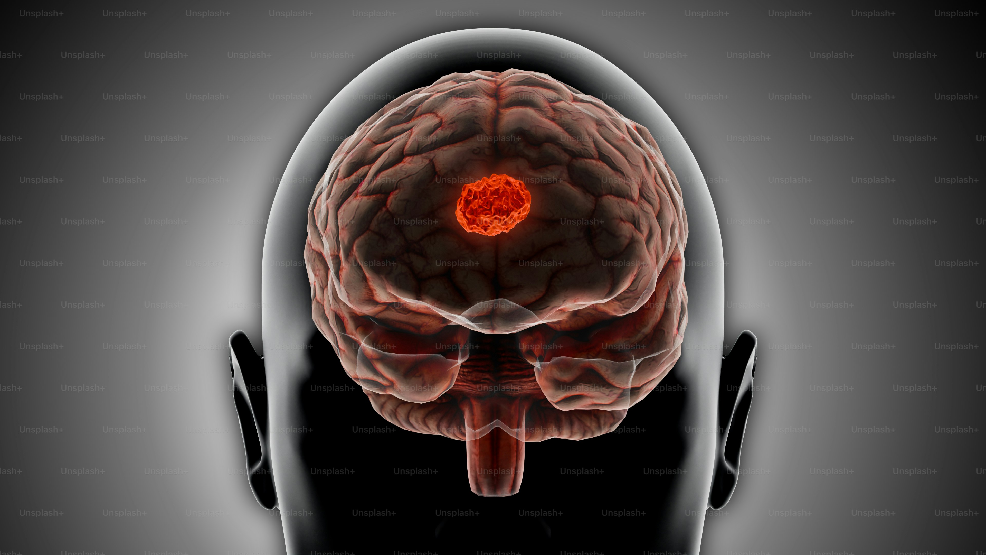 un'immagine di una testa umana con una luce rossa al centro