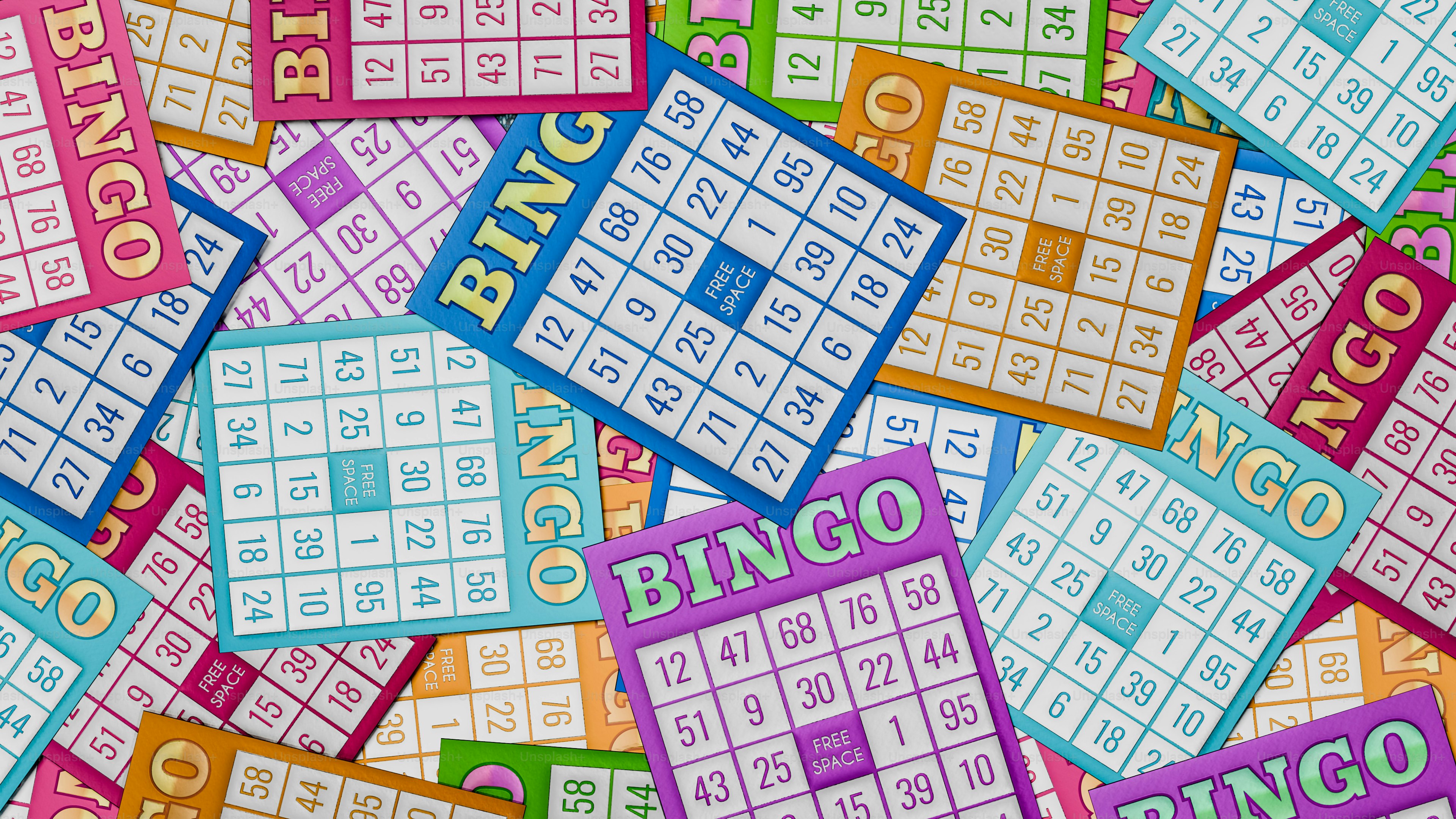 a pile of colorful numbers and numbers on a table