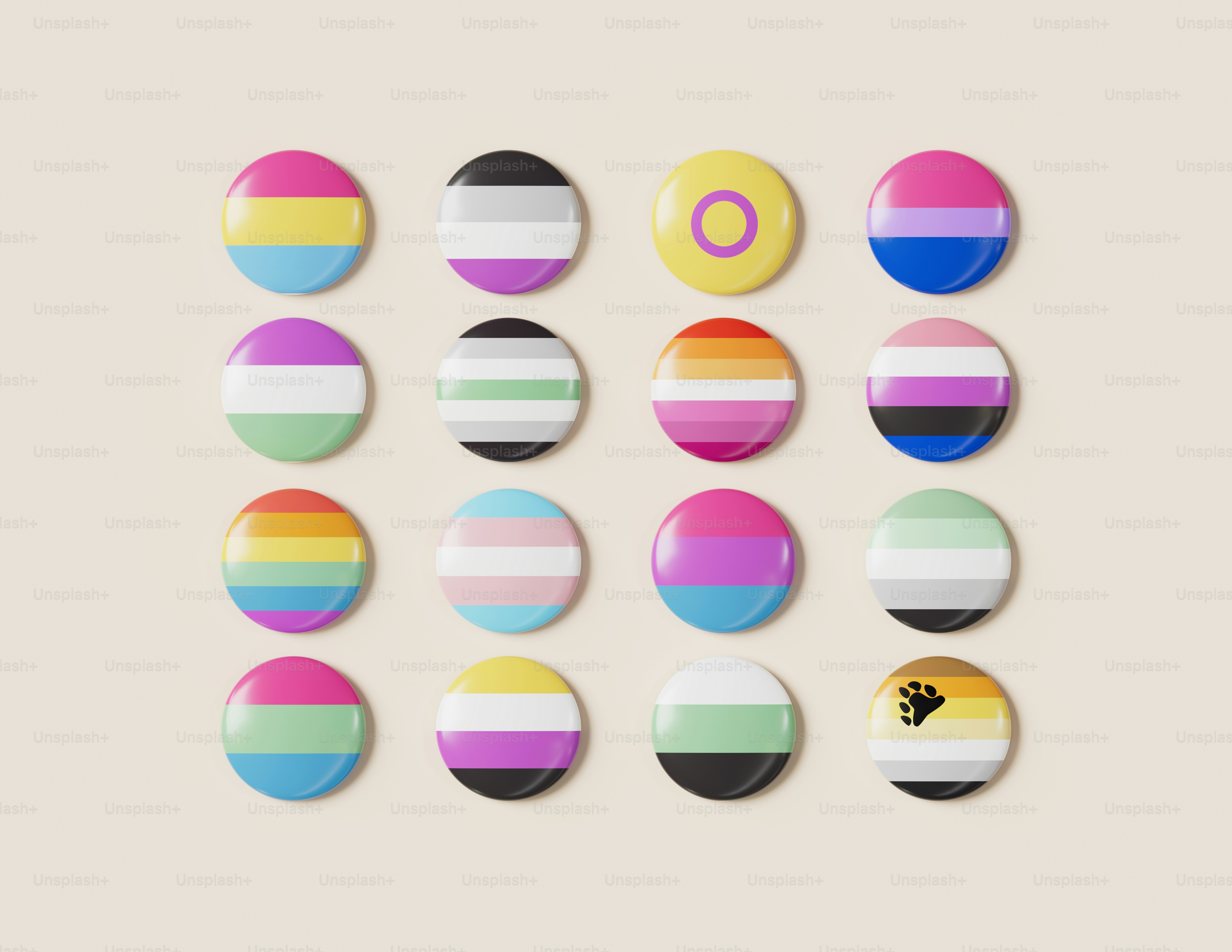 a group of different colored buttons sitting on top of a table