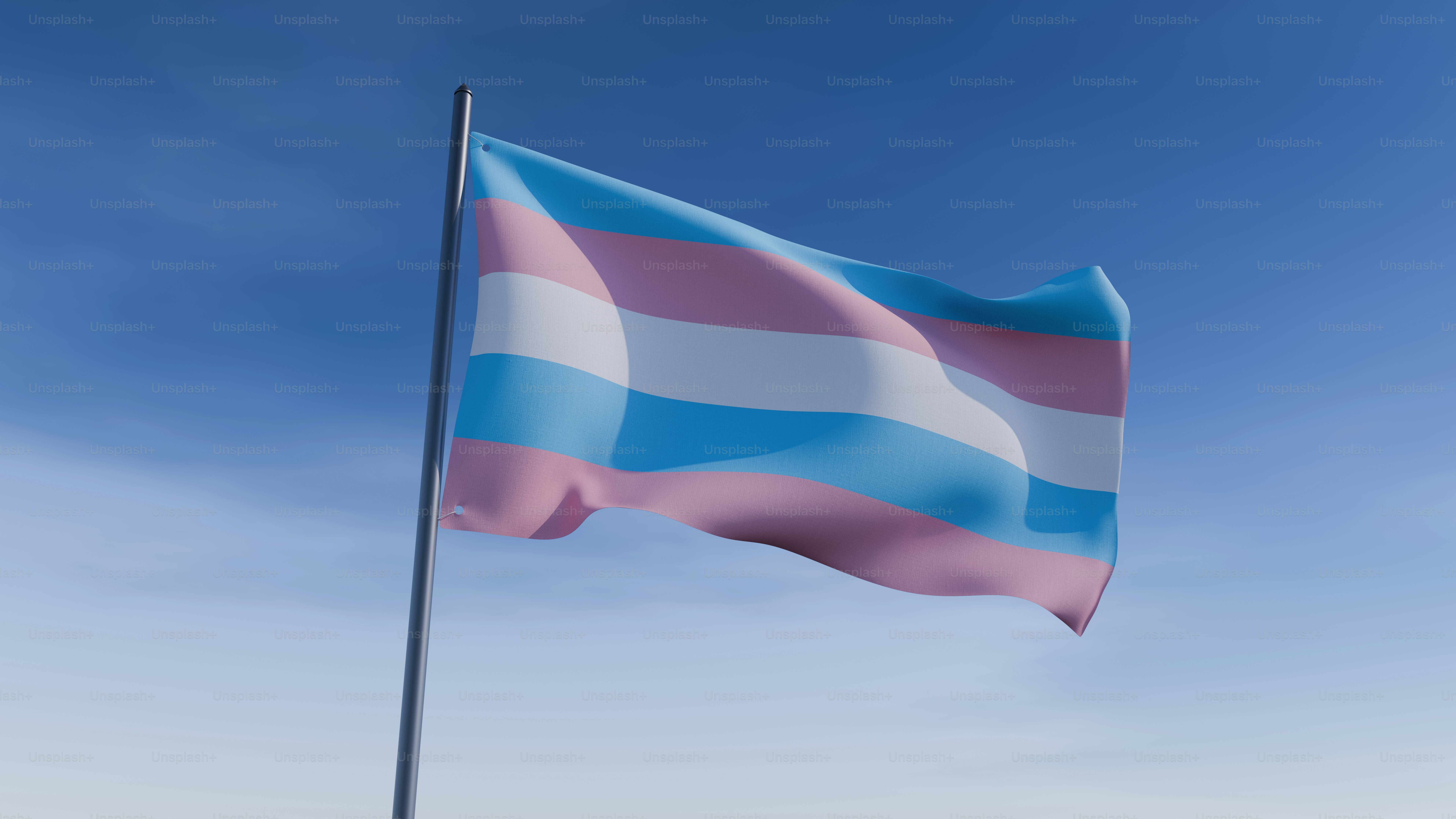 A pink and blue flag flying in the wind photo – Pride Image on Unsplash