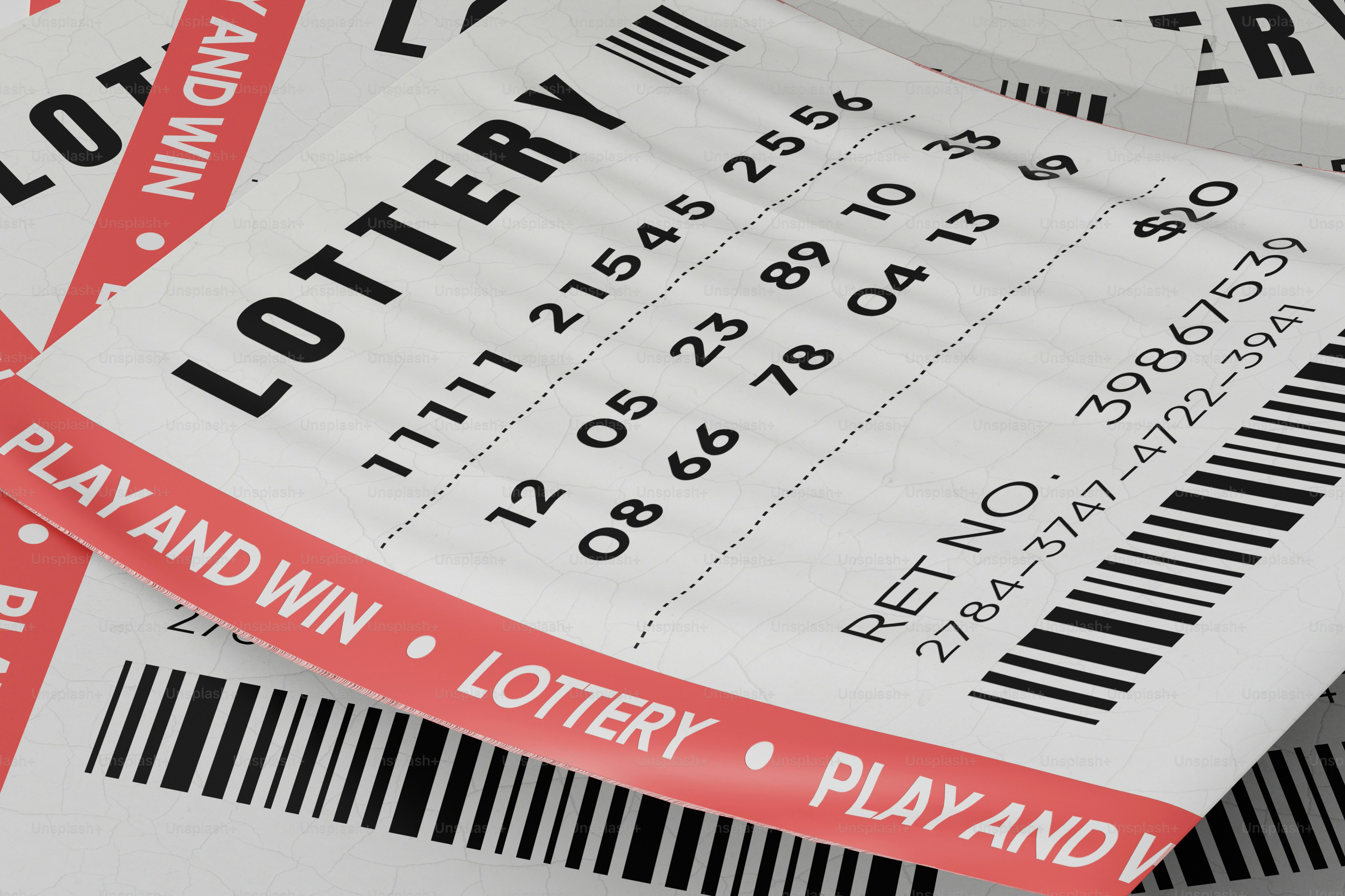a pile of lotto tickets sitting on top of each other