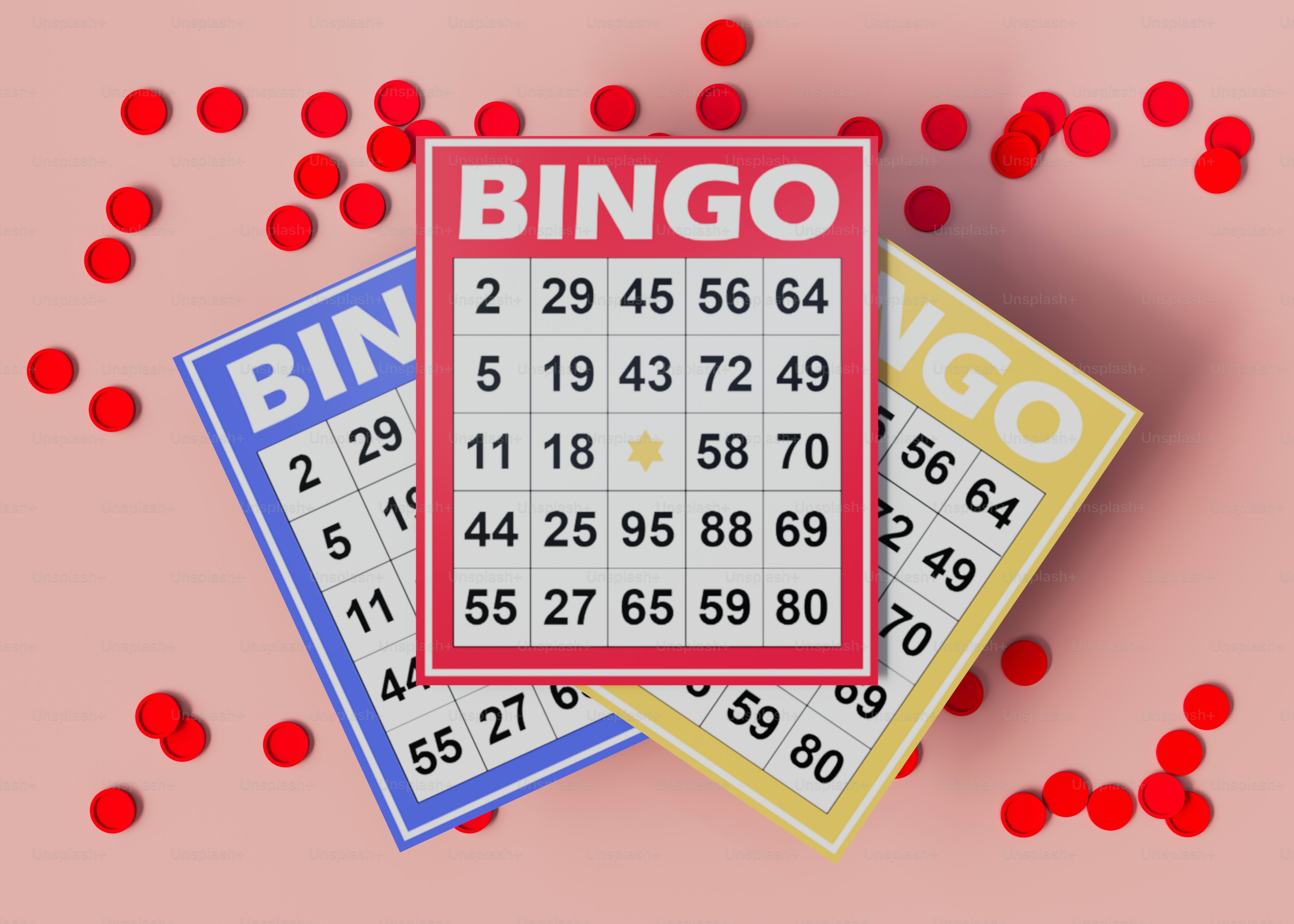 three pieces of a game with the word bingo on them