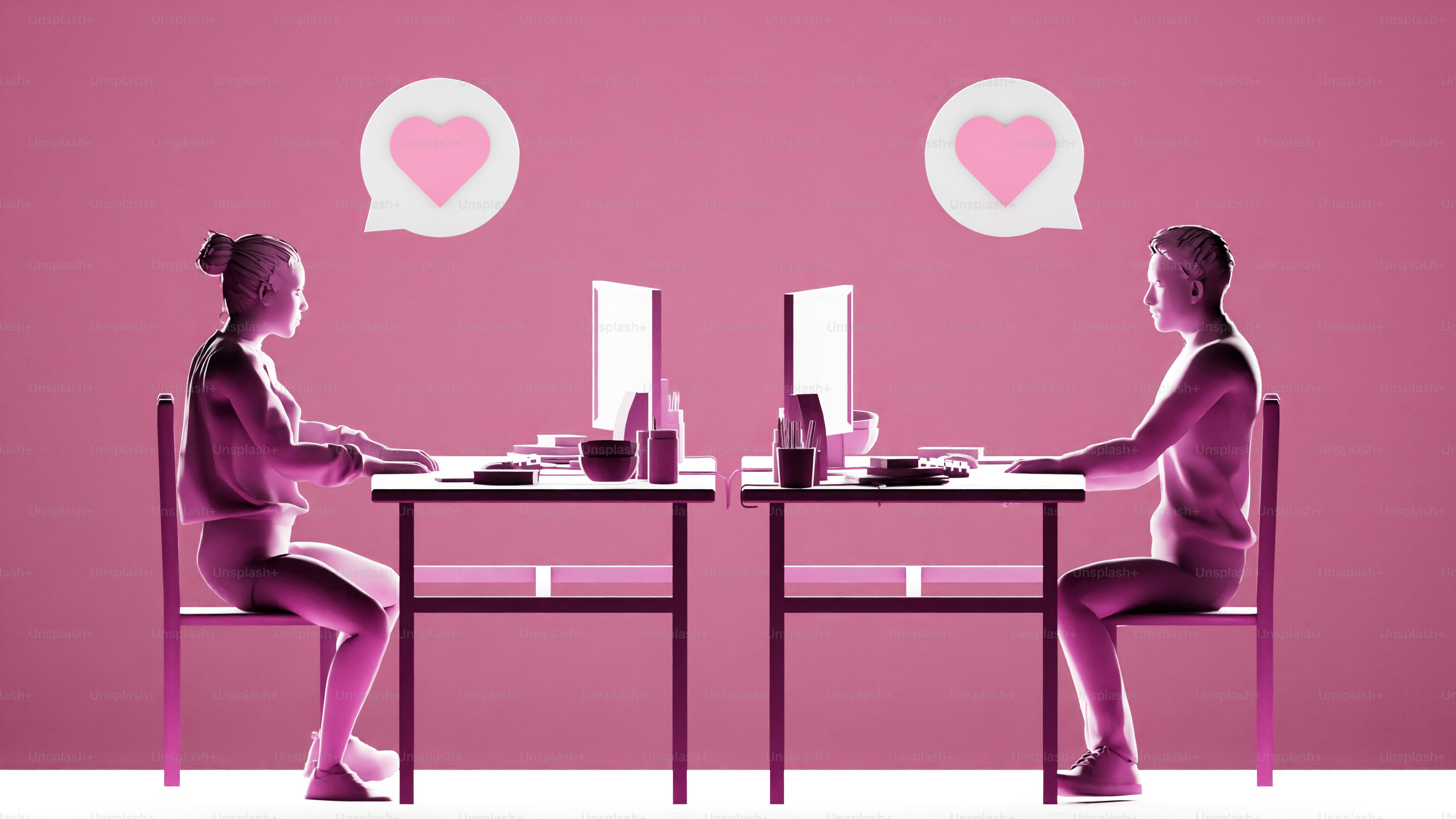 A couple of people sitting at a table with a computer