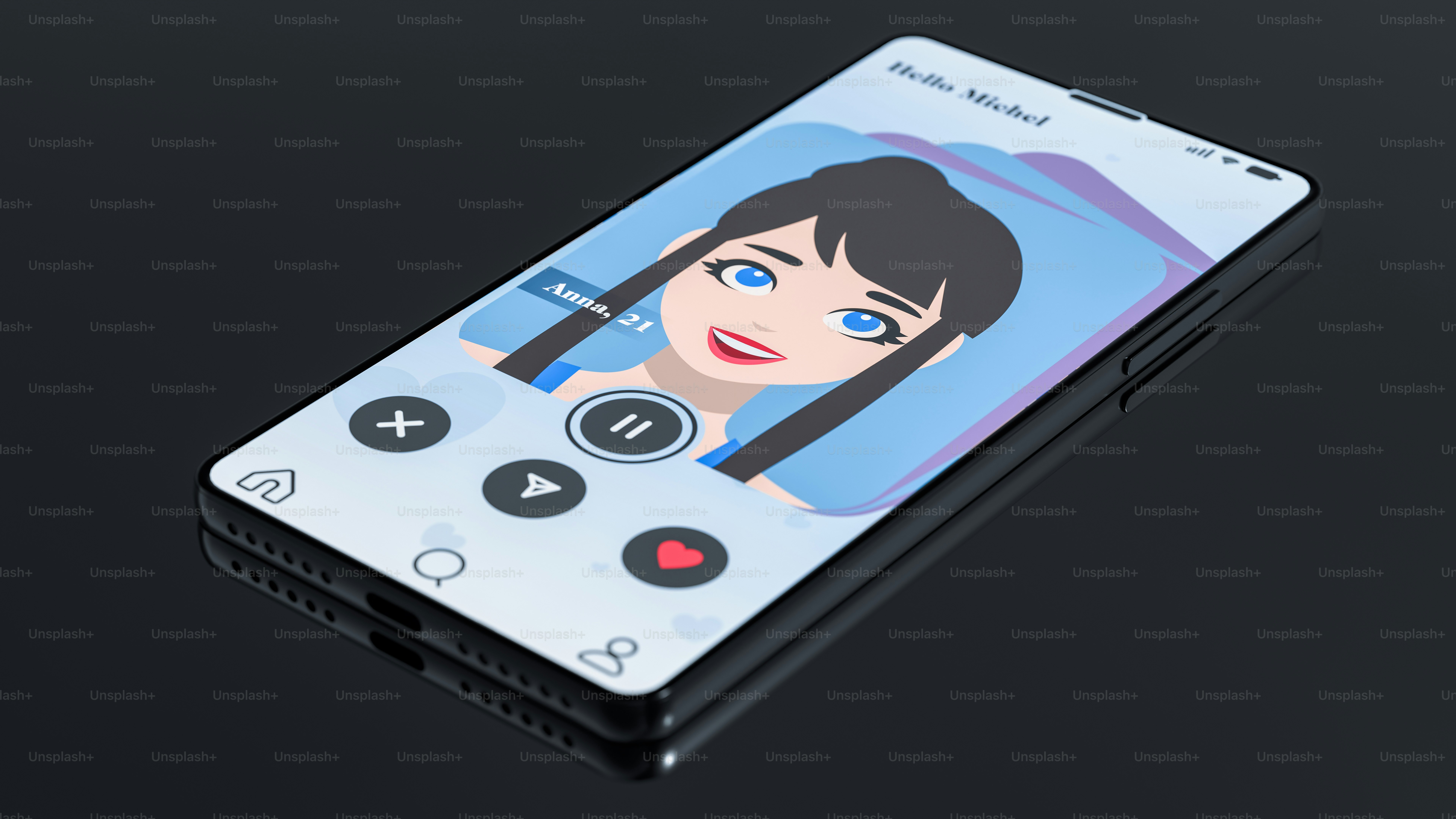 A cell phone with a picture of a woman on the screen