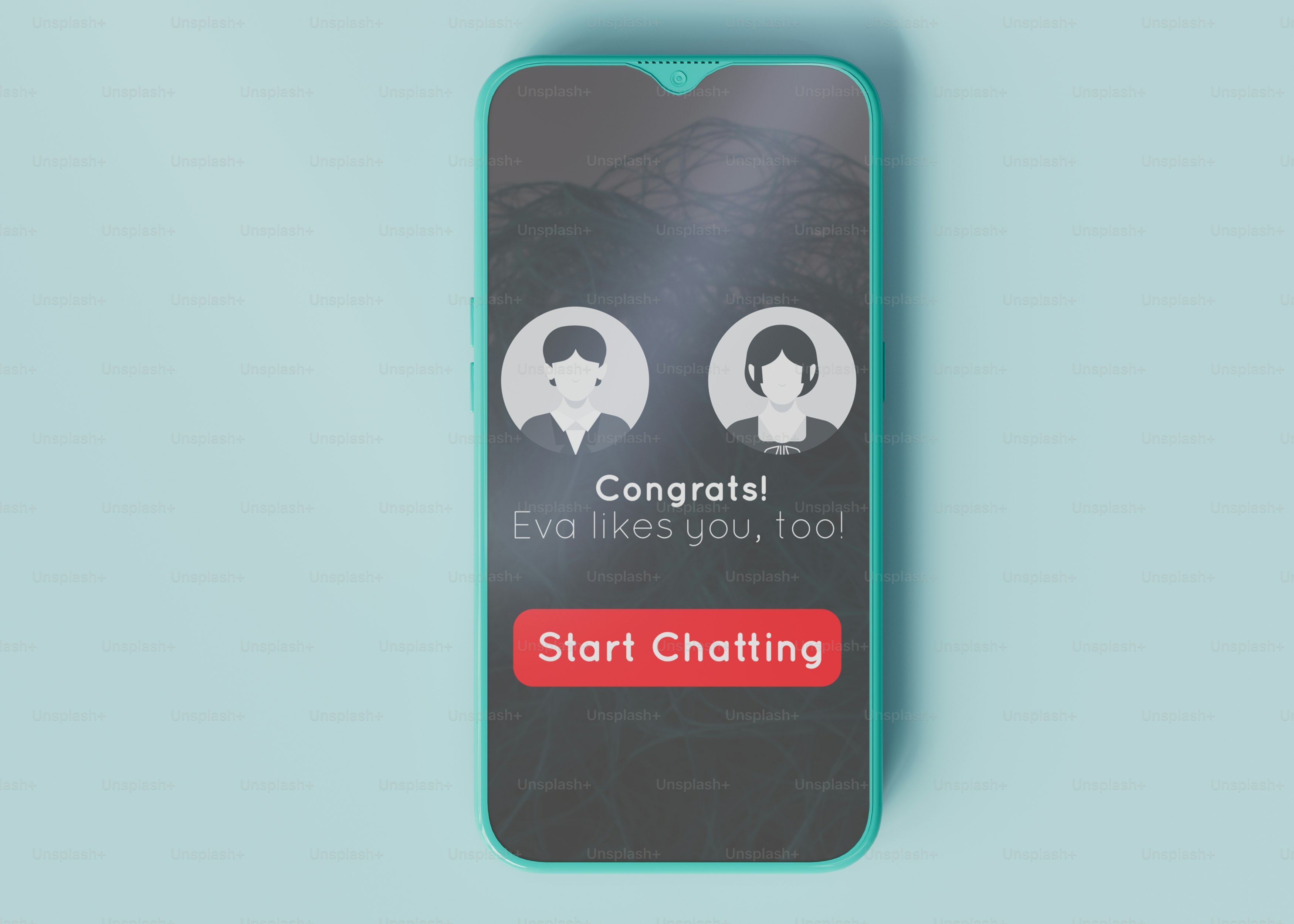 A cell phone case with a picture of two people on it