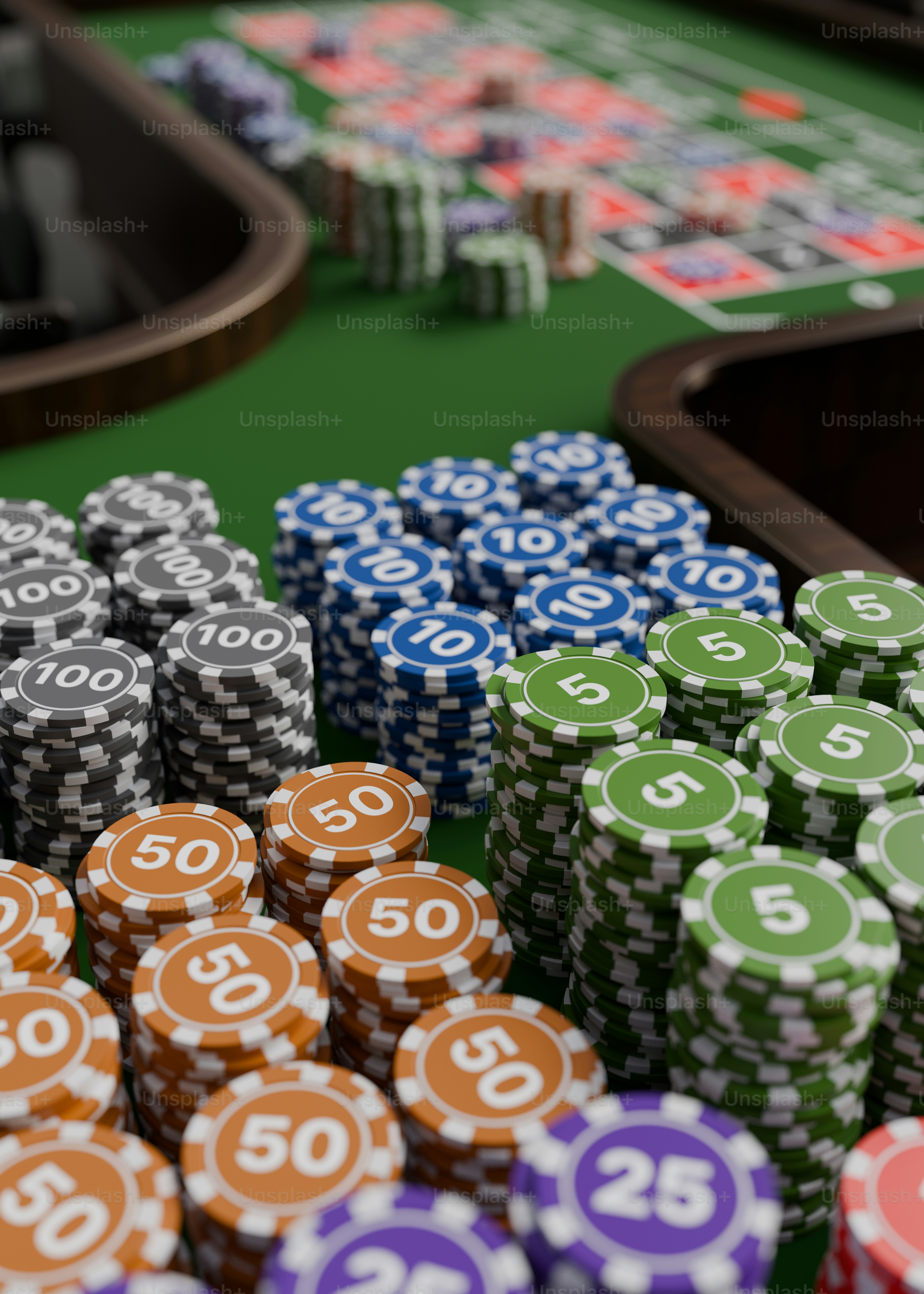 A table topped with lots of casino chips