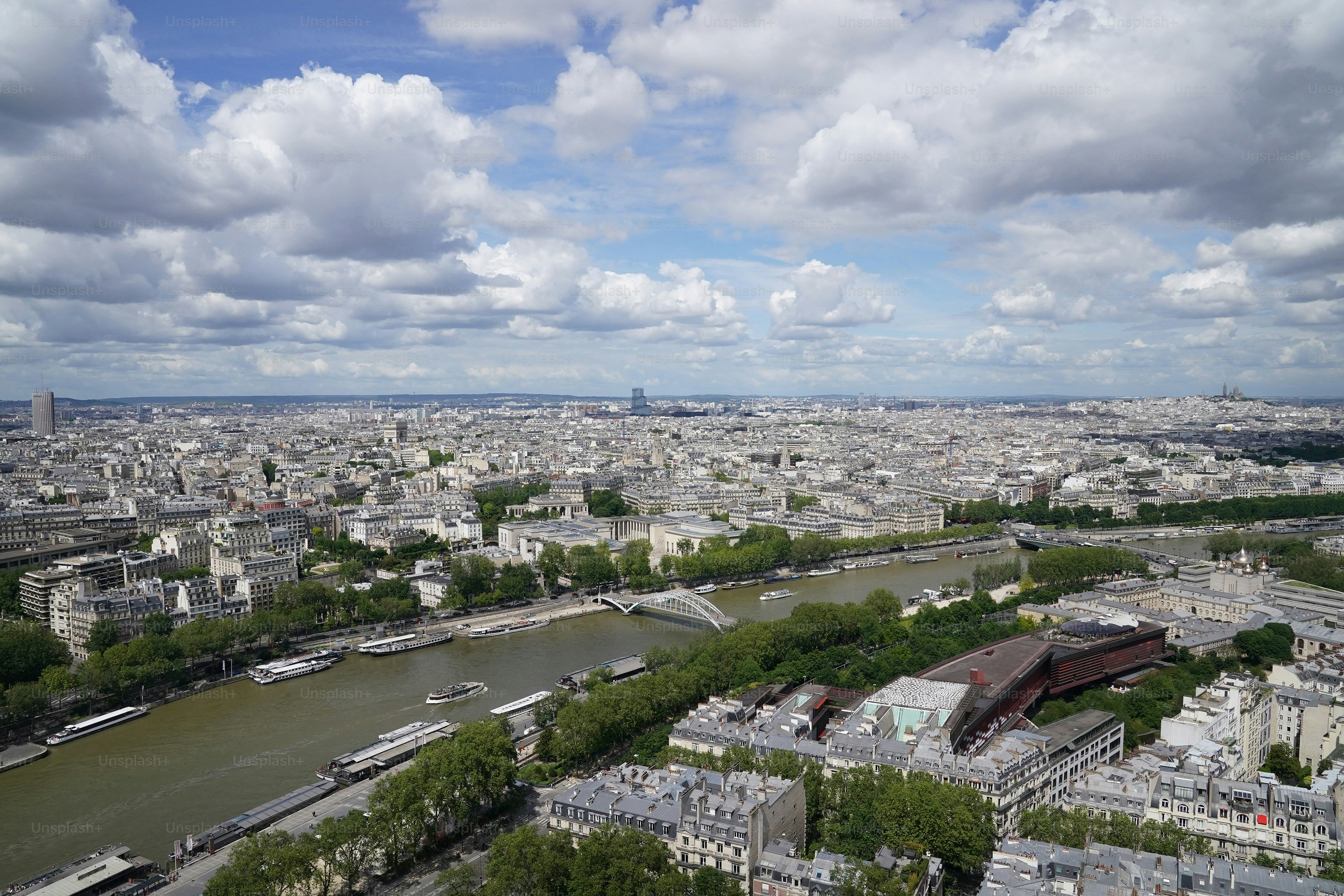 A view of the city of paris from the top of the eiffel tower
