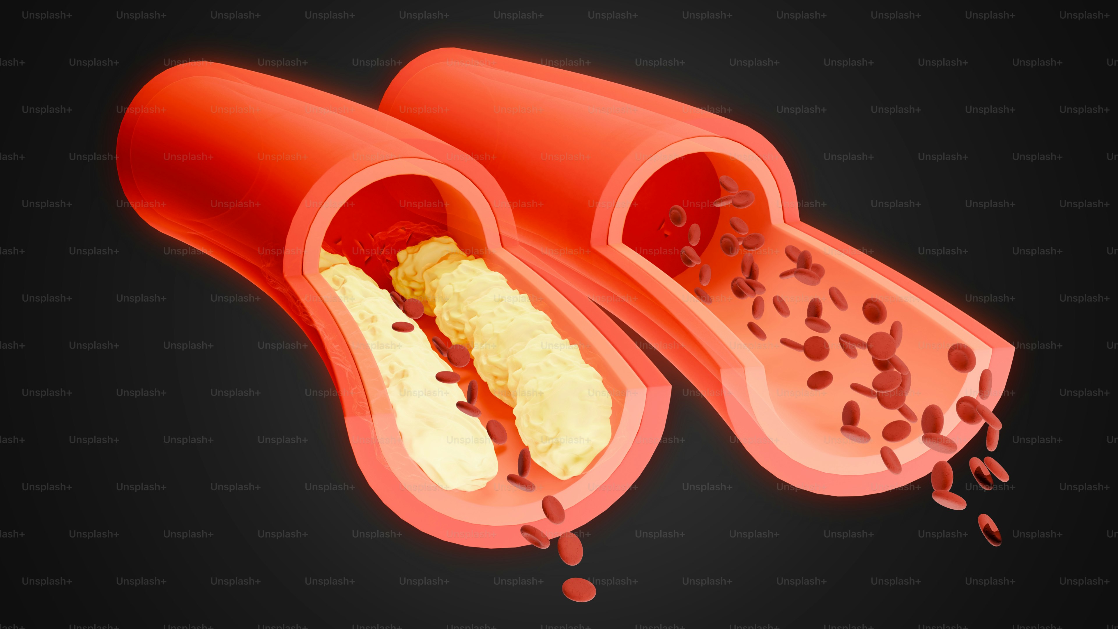 An image of a blood vessel with blood coming out of it