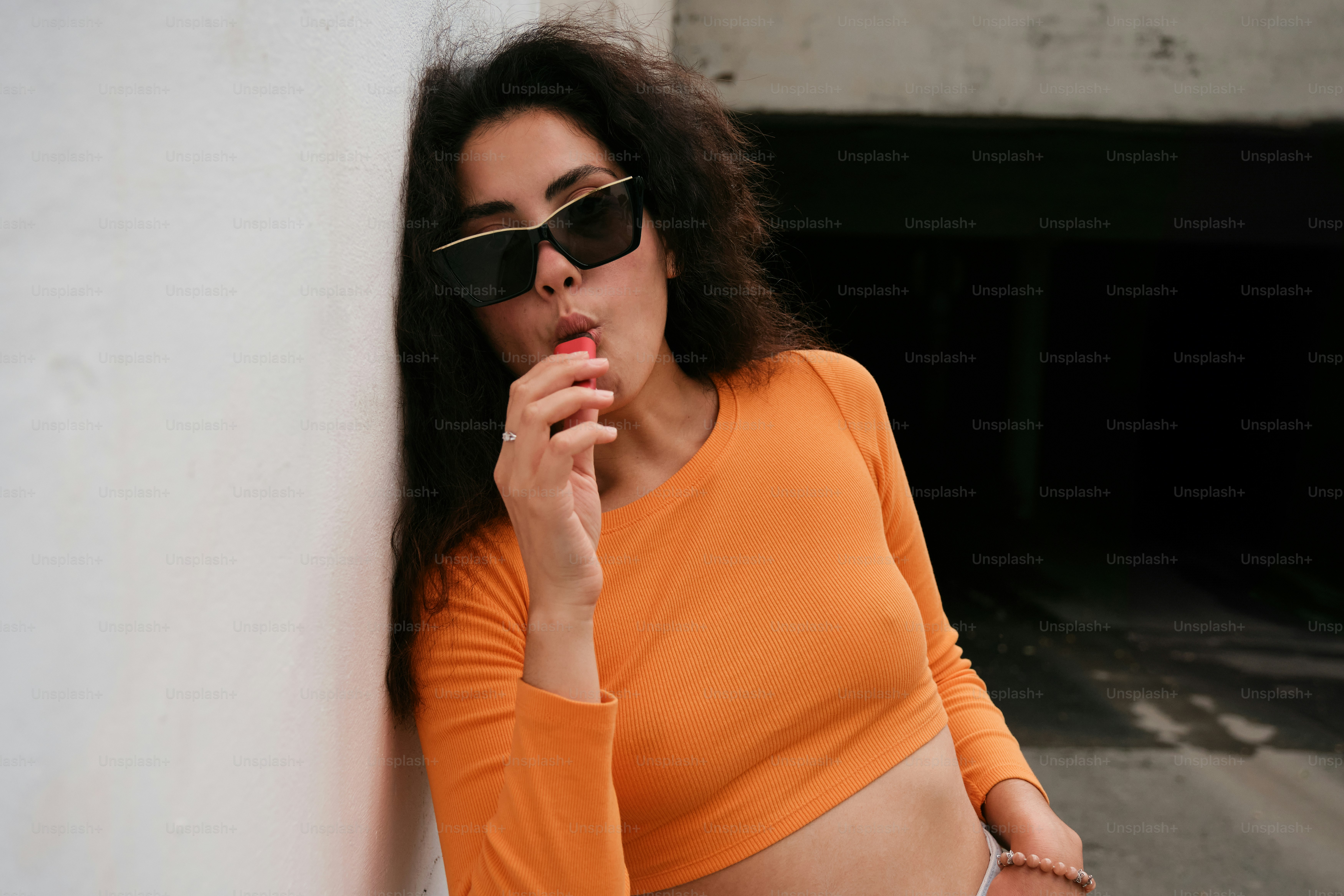 portrait of a vaping woman