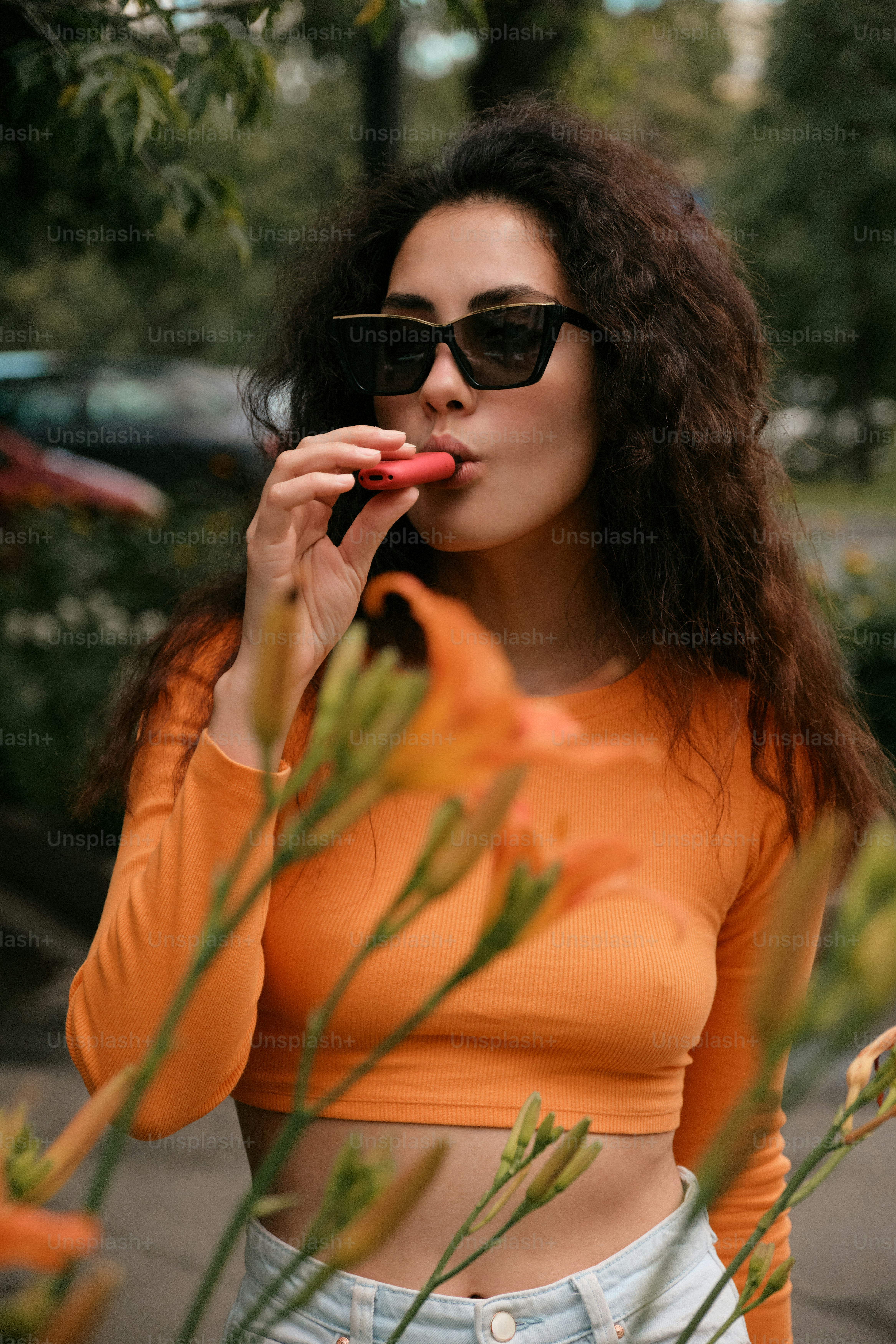 portrait of a vaping woman