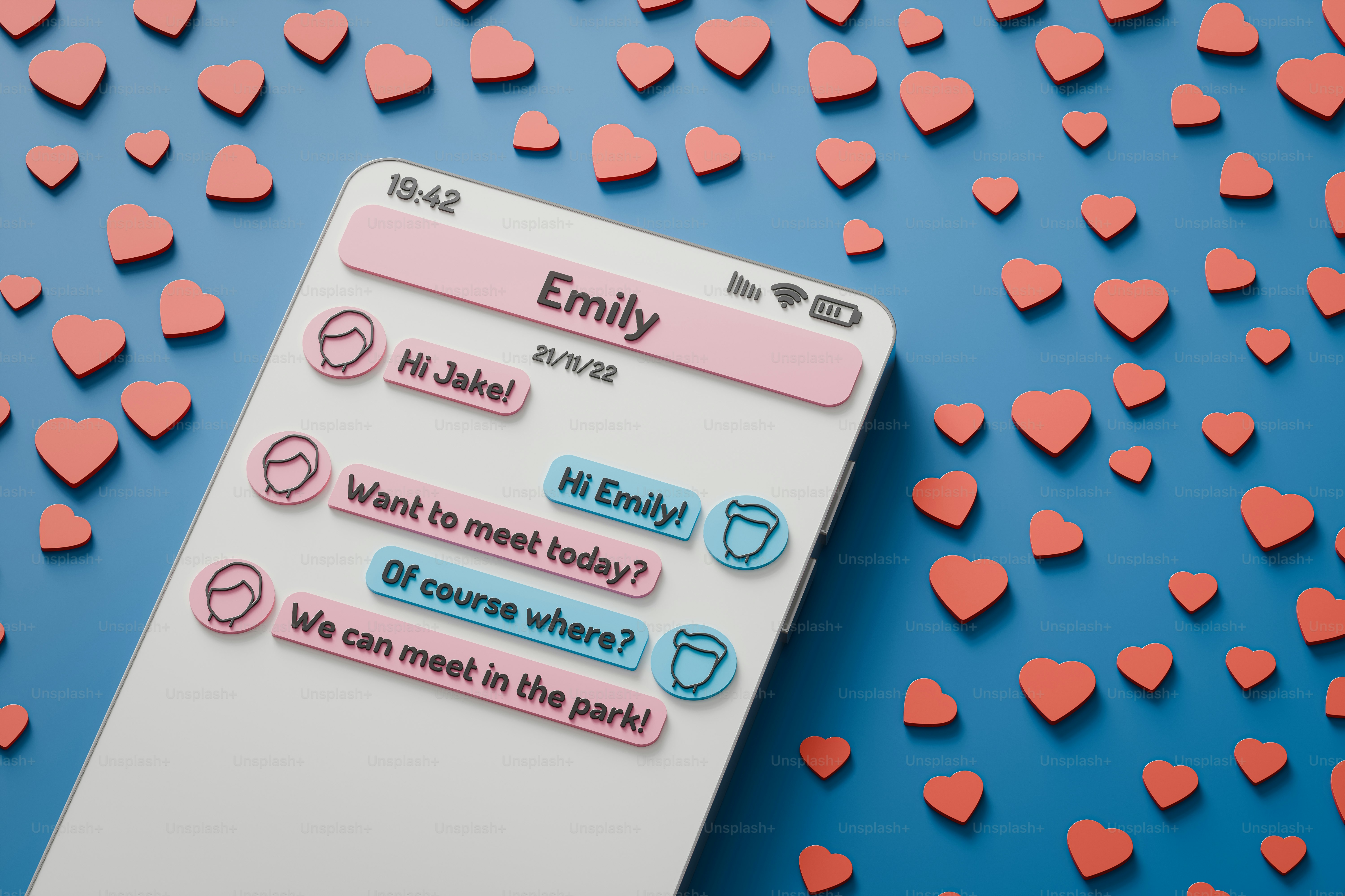 A cell phone with a bunch of hearts on it