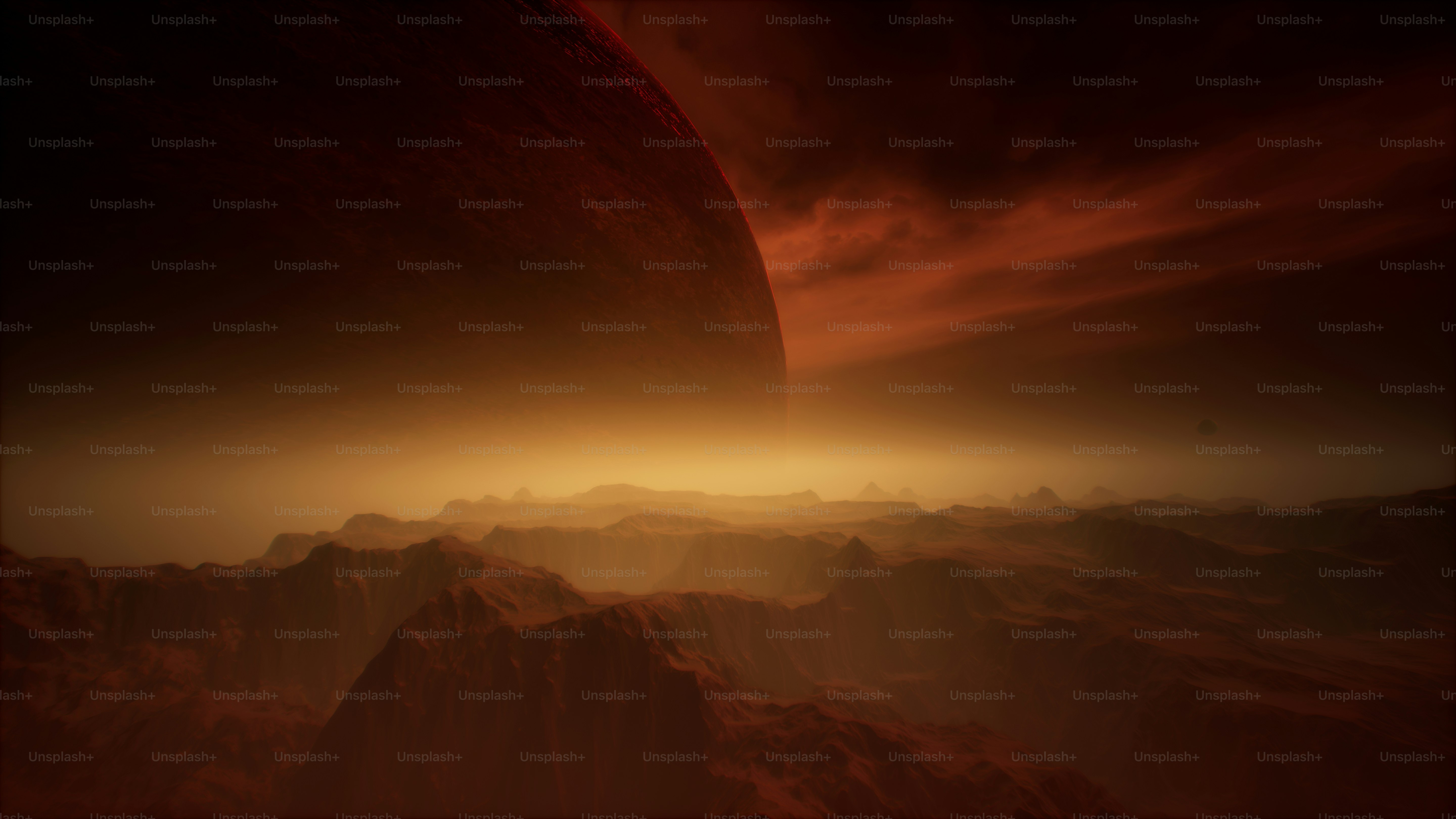 An image of a red planet in the sky