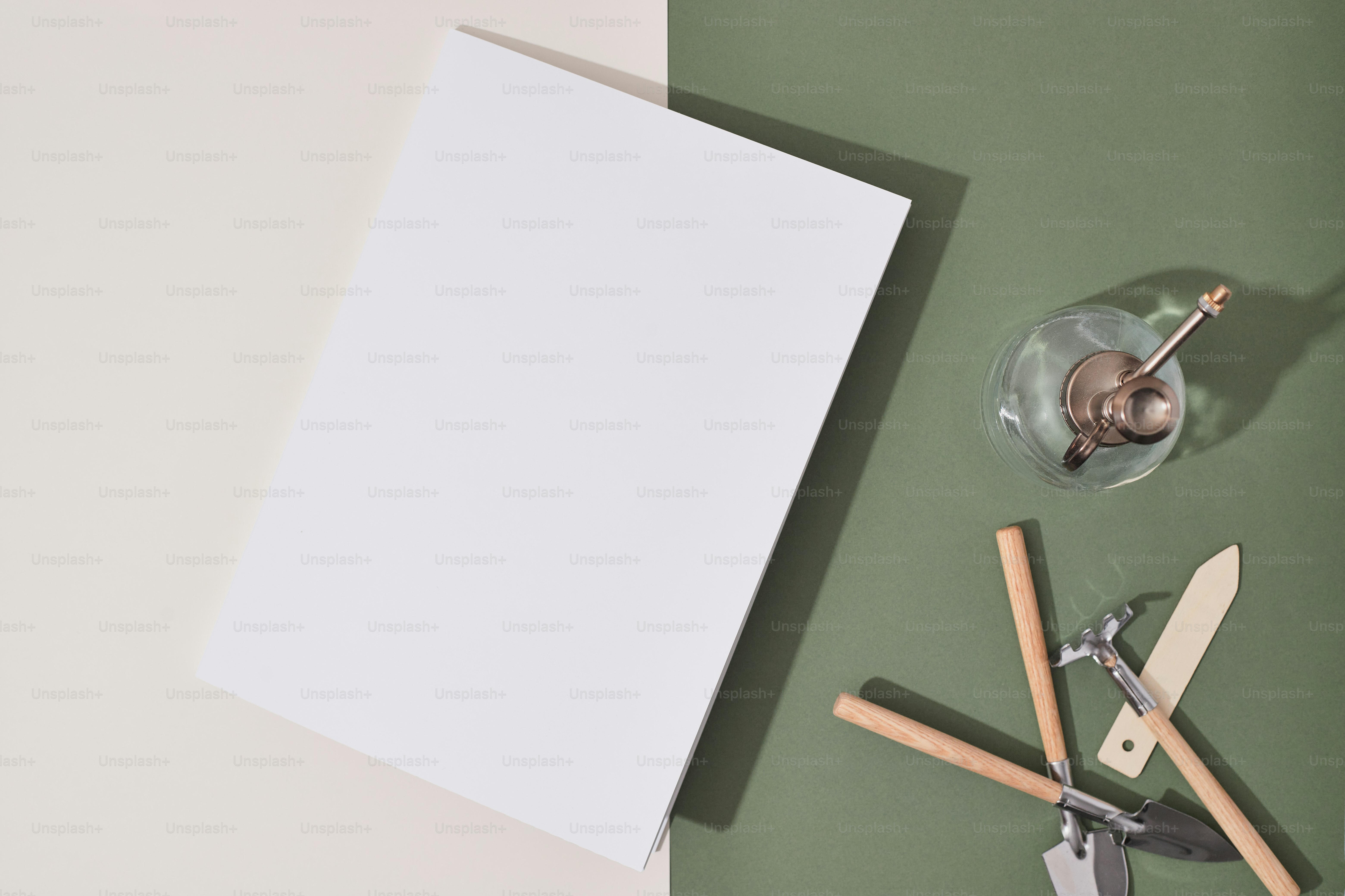 A table topped with a cutting board and a pair of scissors