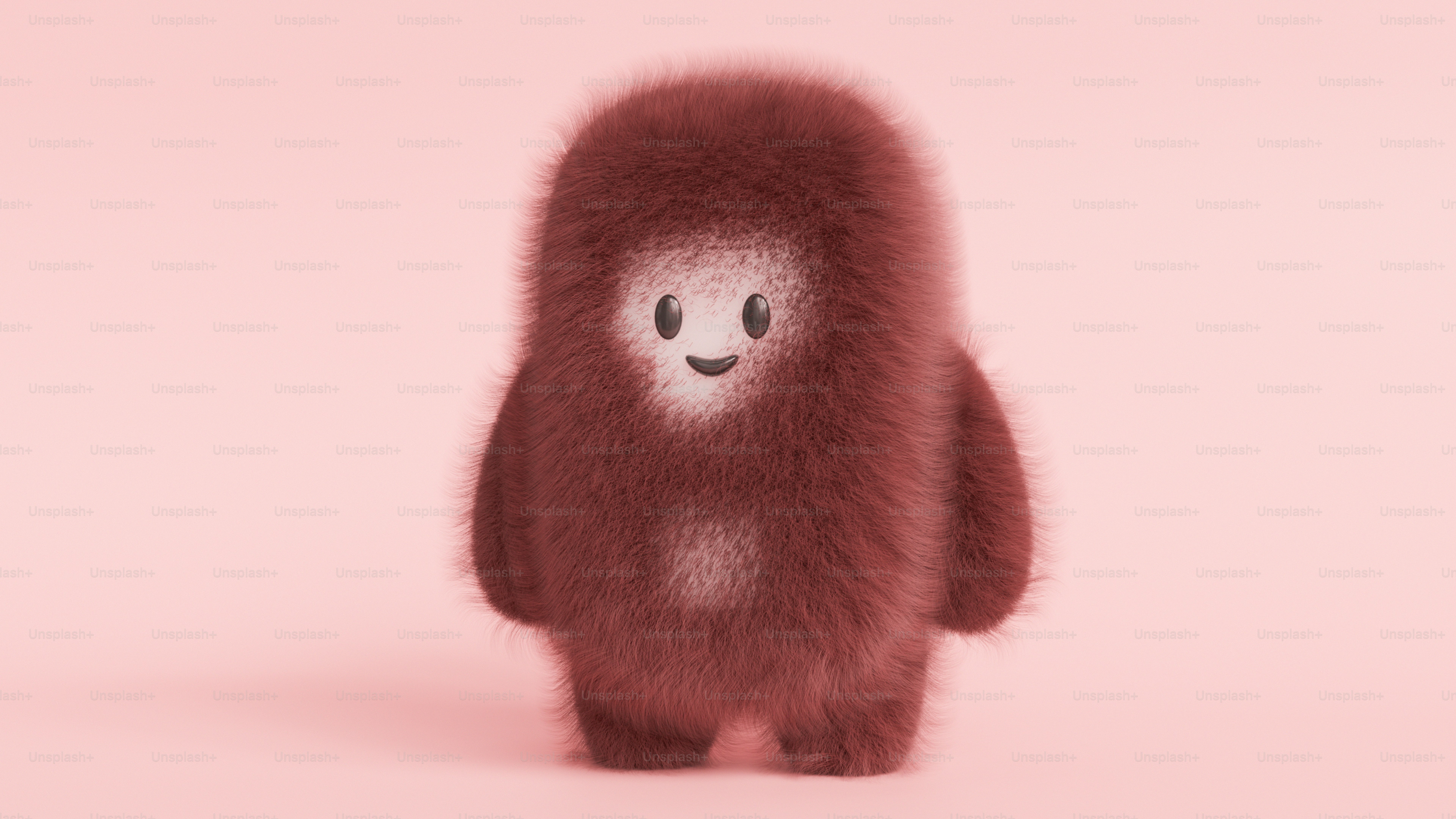 ピンクの背景に立つ小さな毛皮のような動物