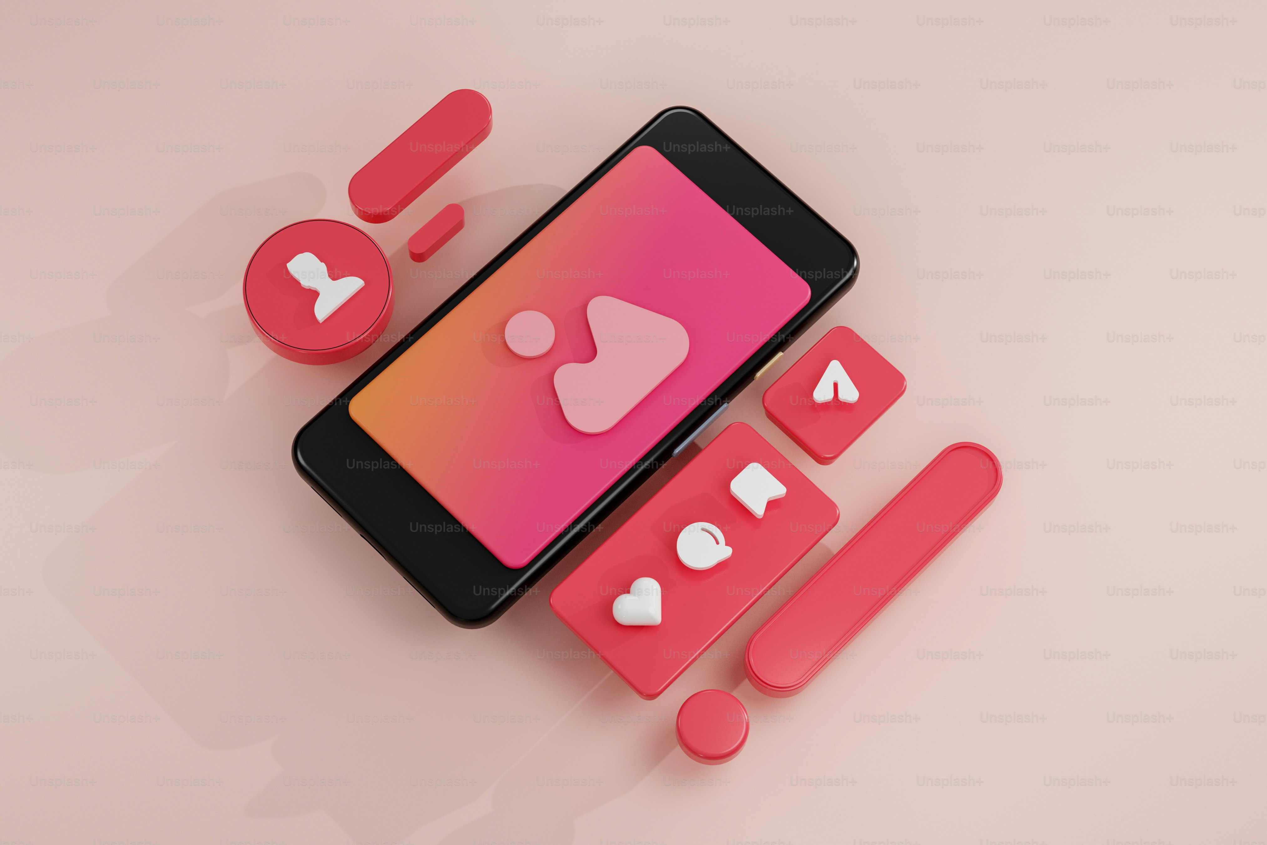 A cell phone with hearts on the screen