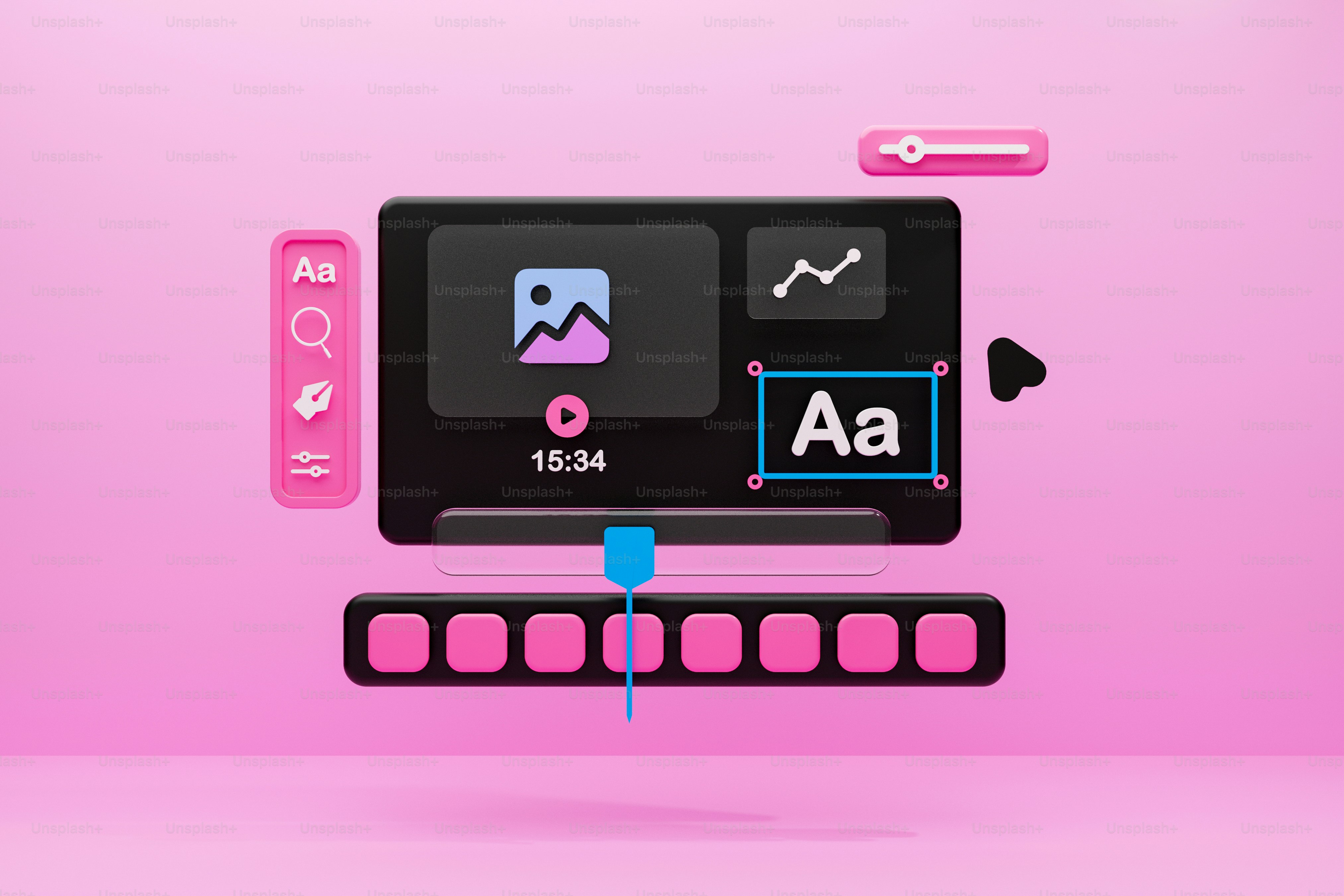 A computer keyboard with a pink background