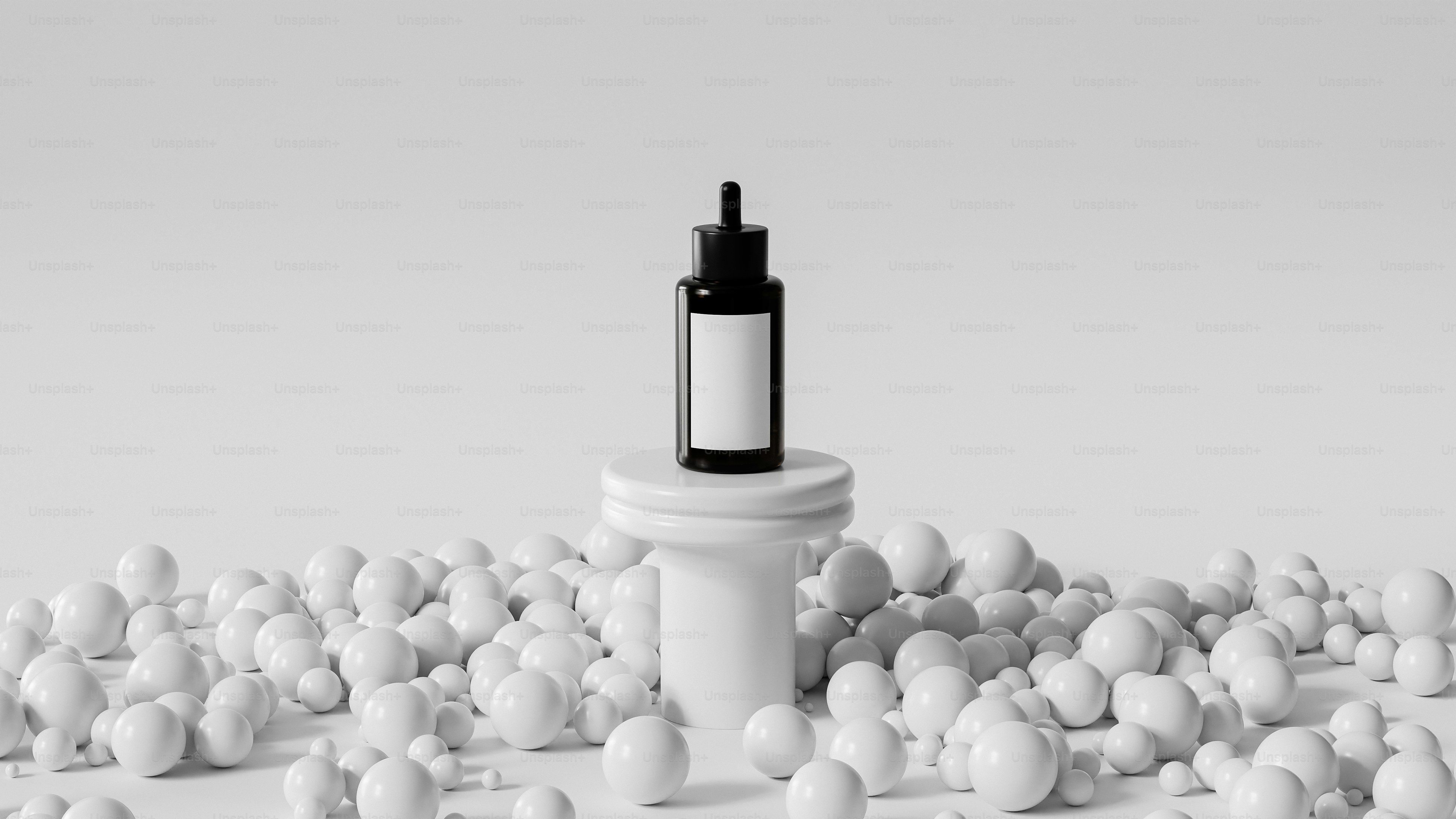A black and white photo of a bunch of balls