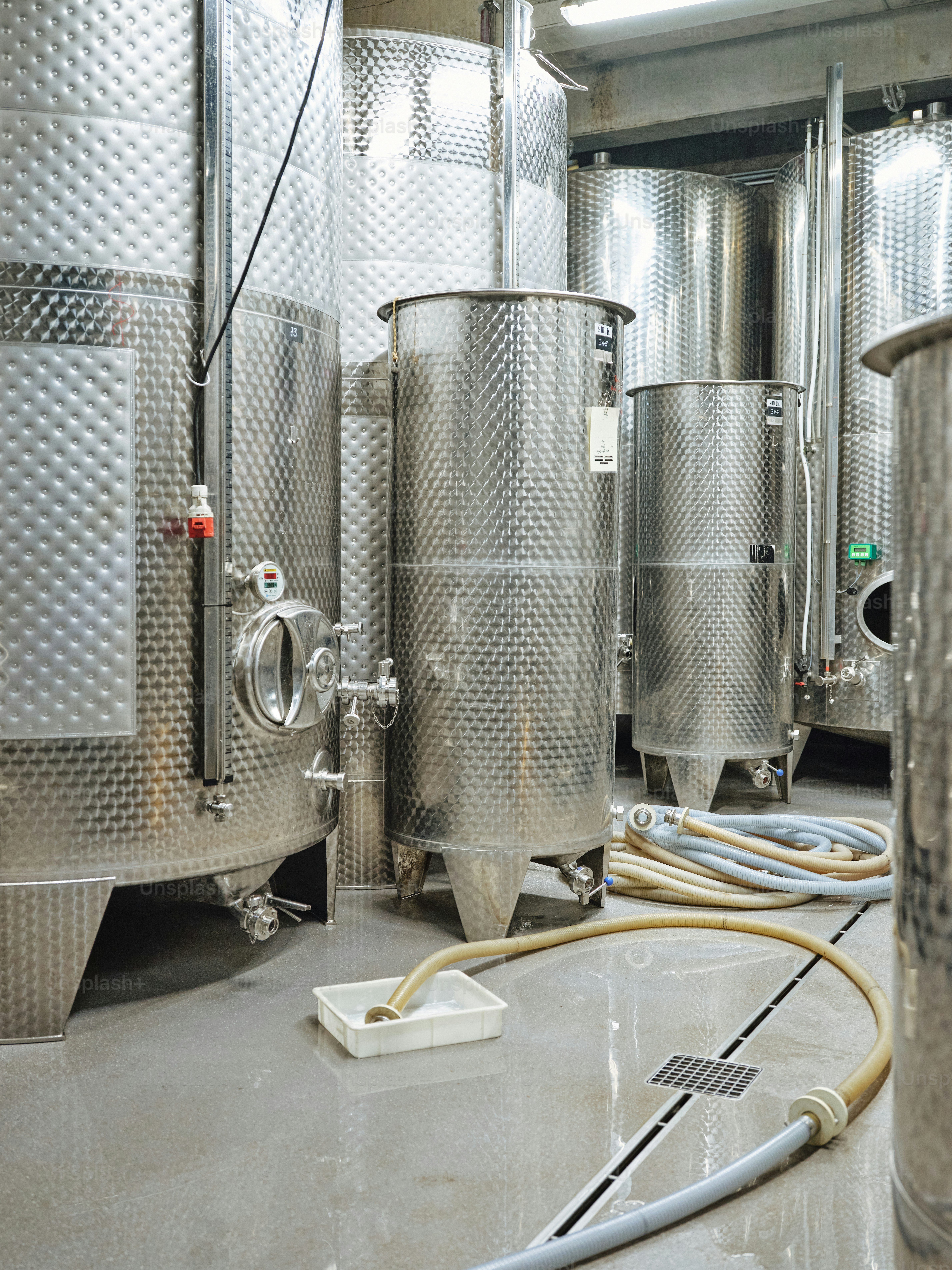 A room filled with lots of metal tanks