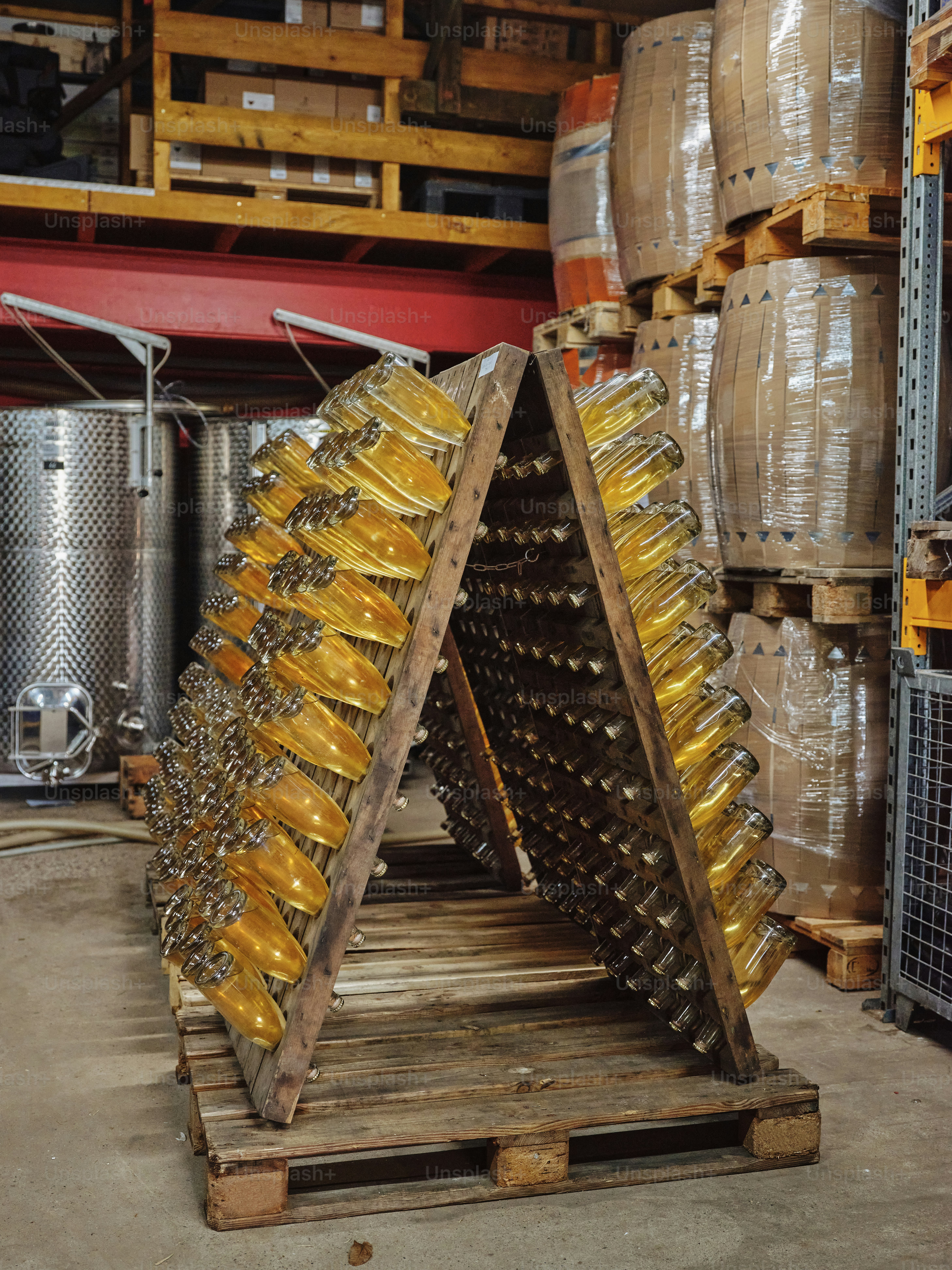 A pallet filled with lots of yellow items