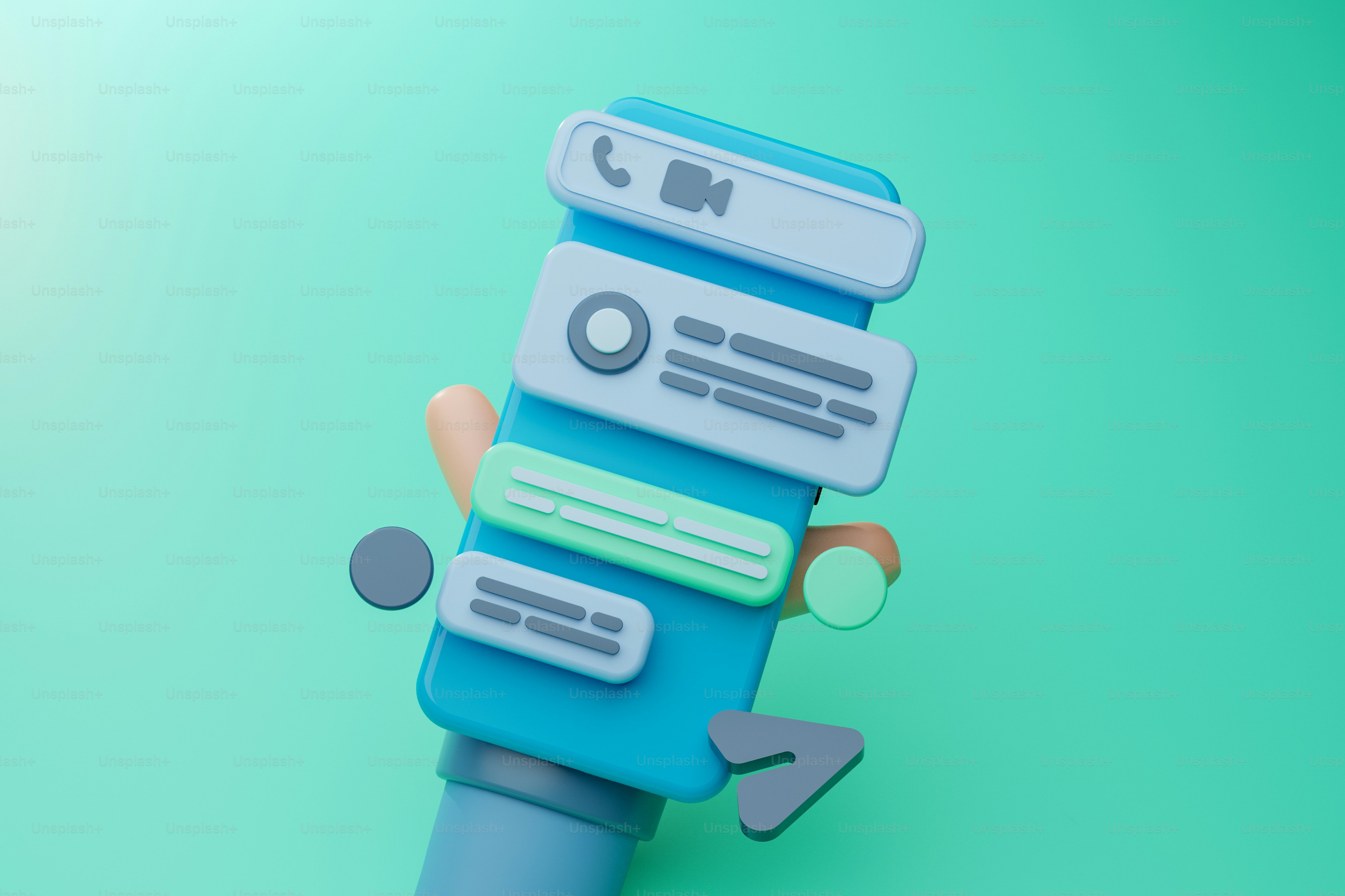 A close up of a blue and white device