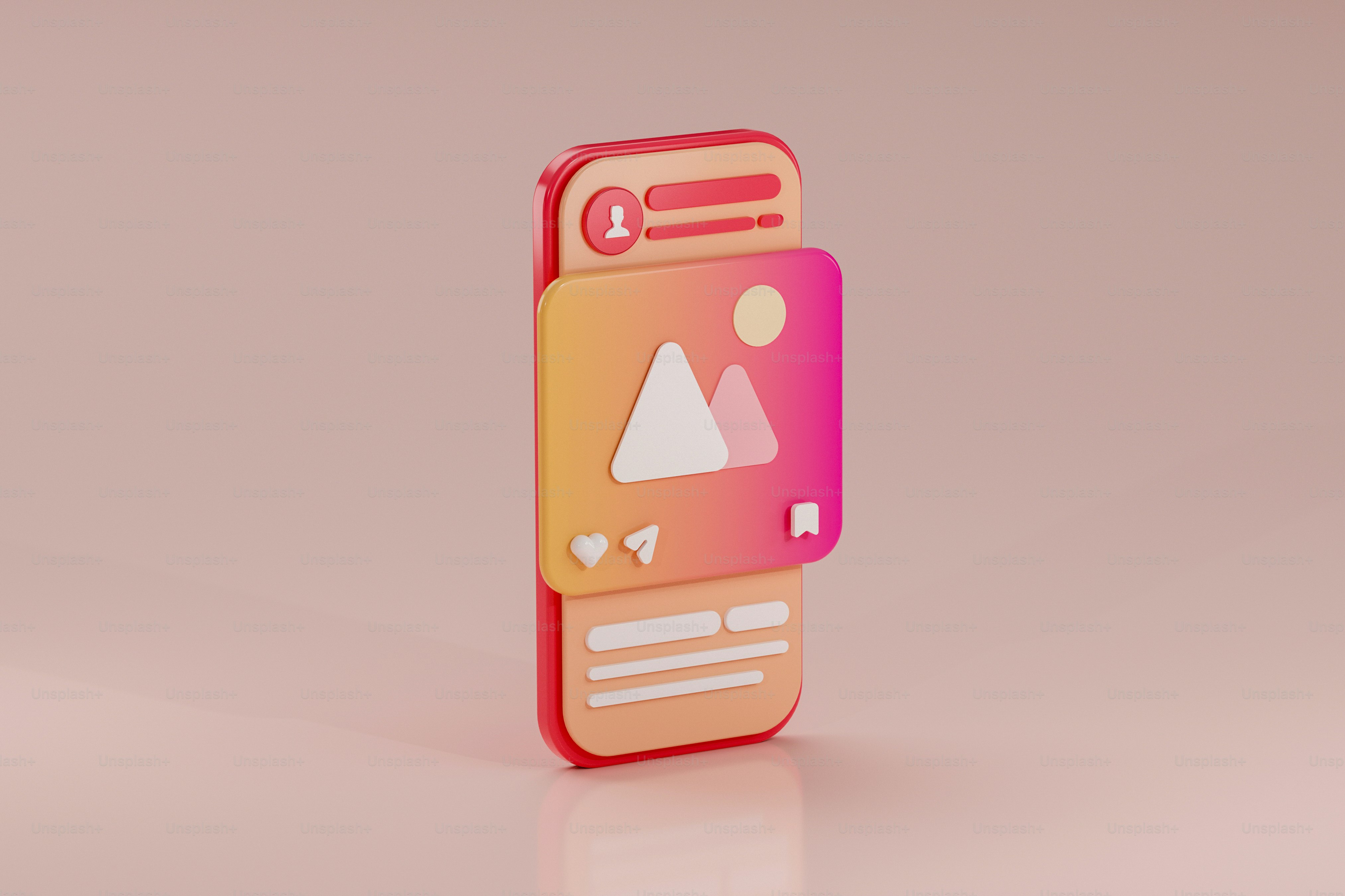 A pink and orange cell phone sitting on top of a table