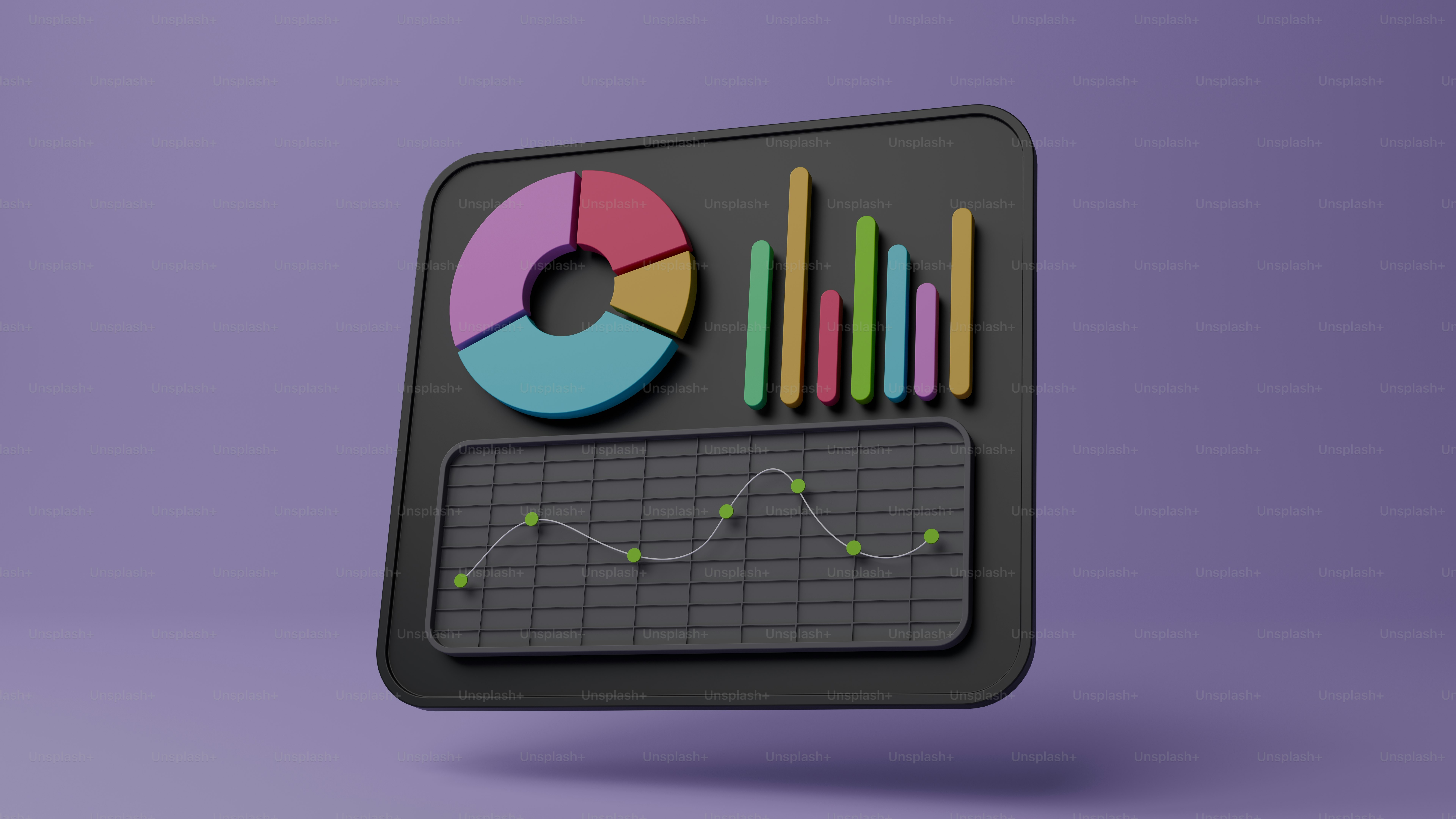 A computer screen with a pie chart on it