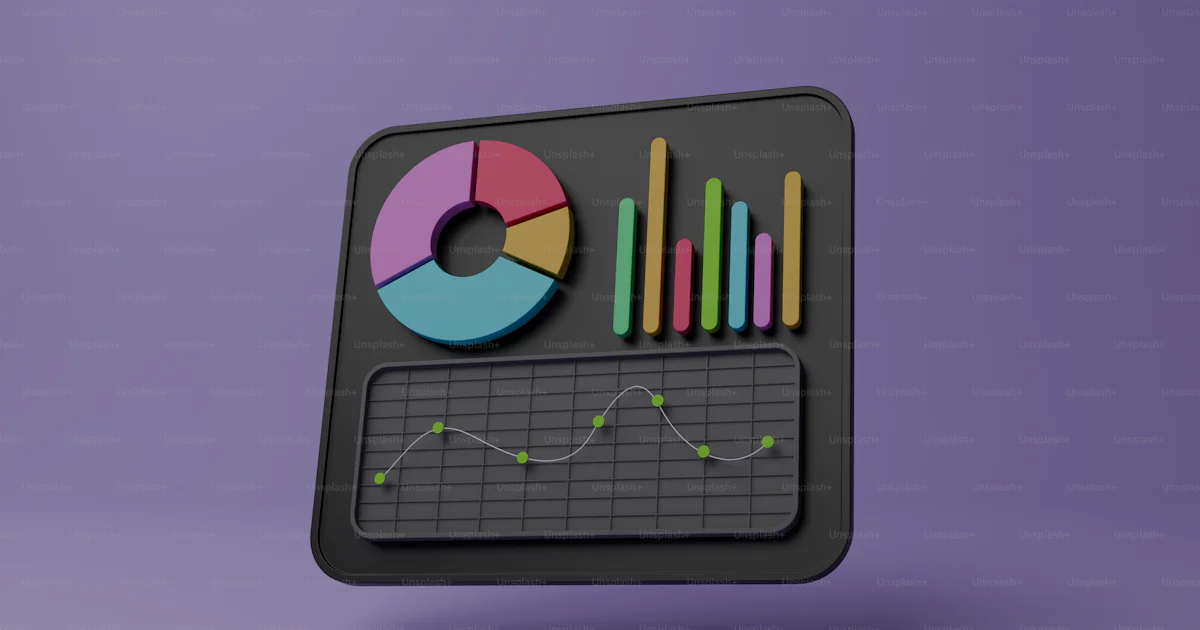 A computer screen with a pie chart on it photo – 3d render Image on ...