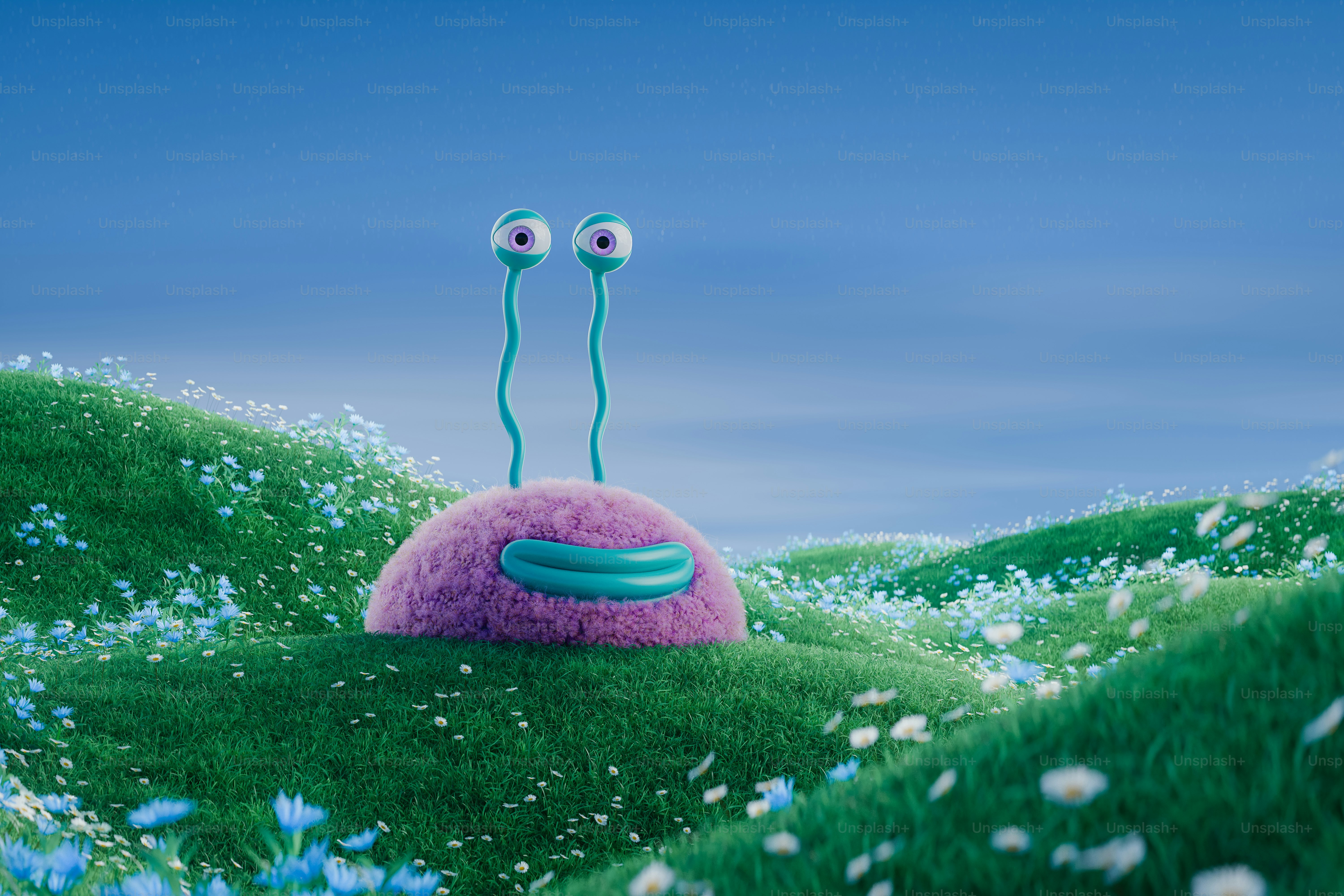 낯선 두 눈을 가진 푸른 언덕의 그림