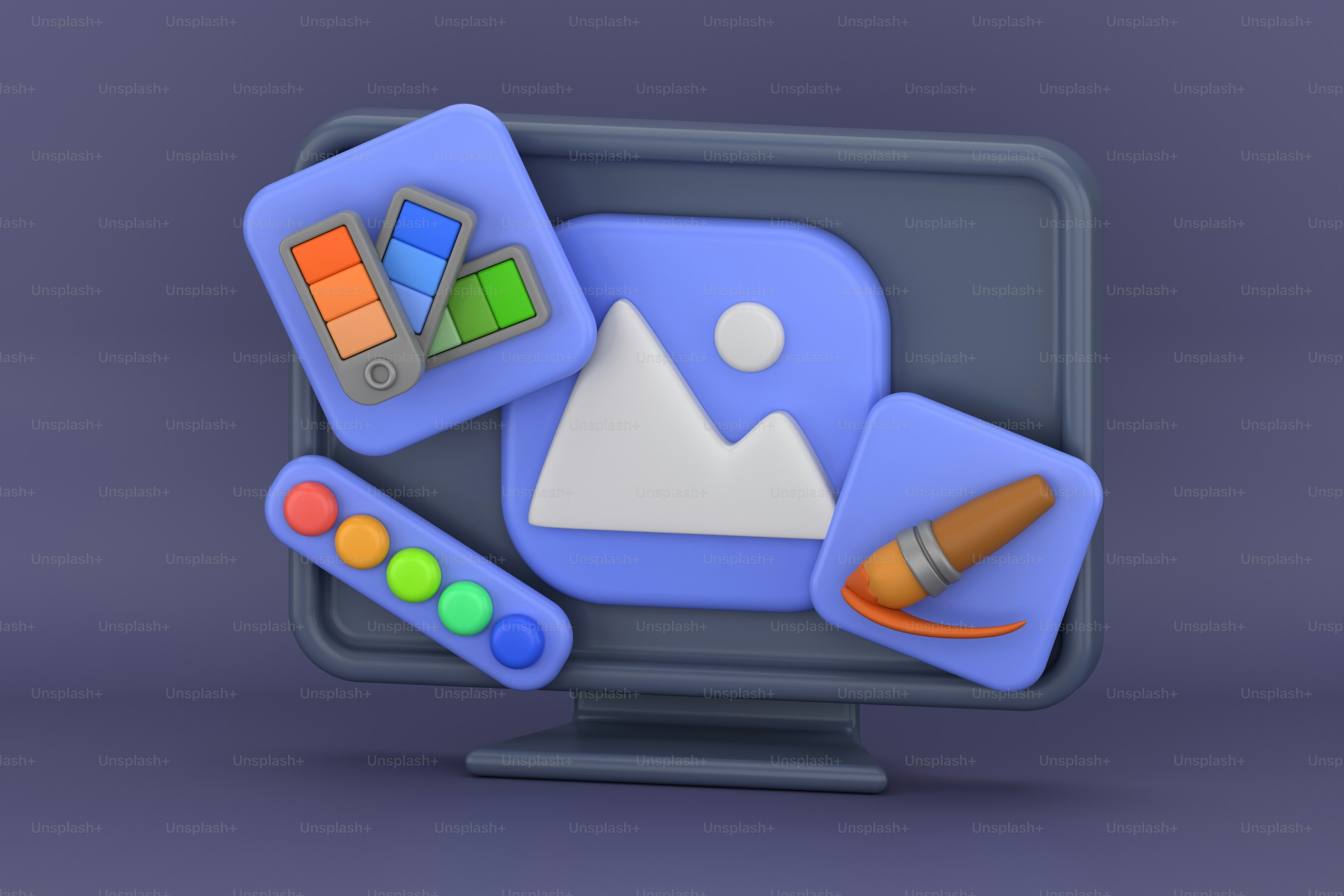 3D Design Software User Interface. 3D Render.