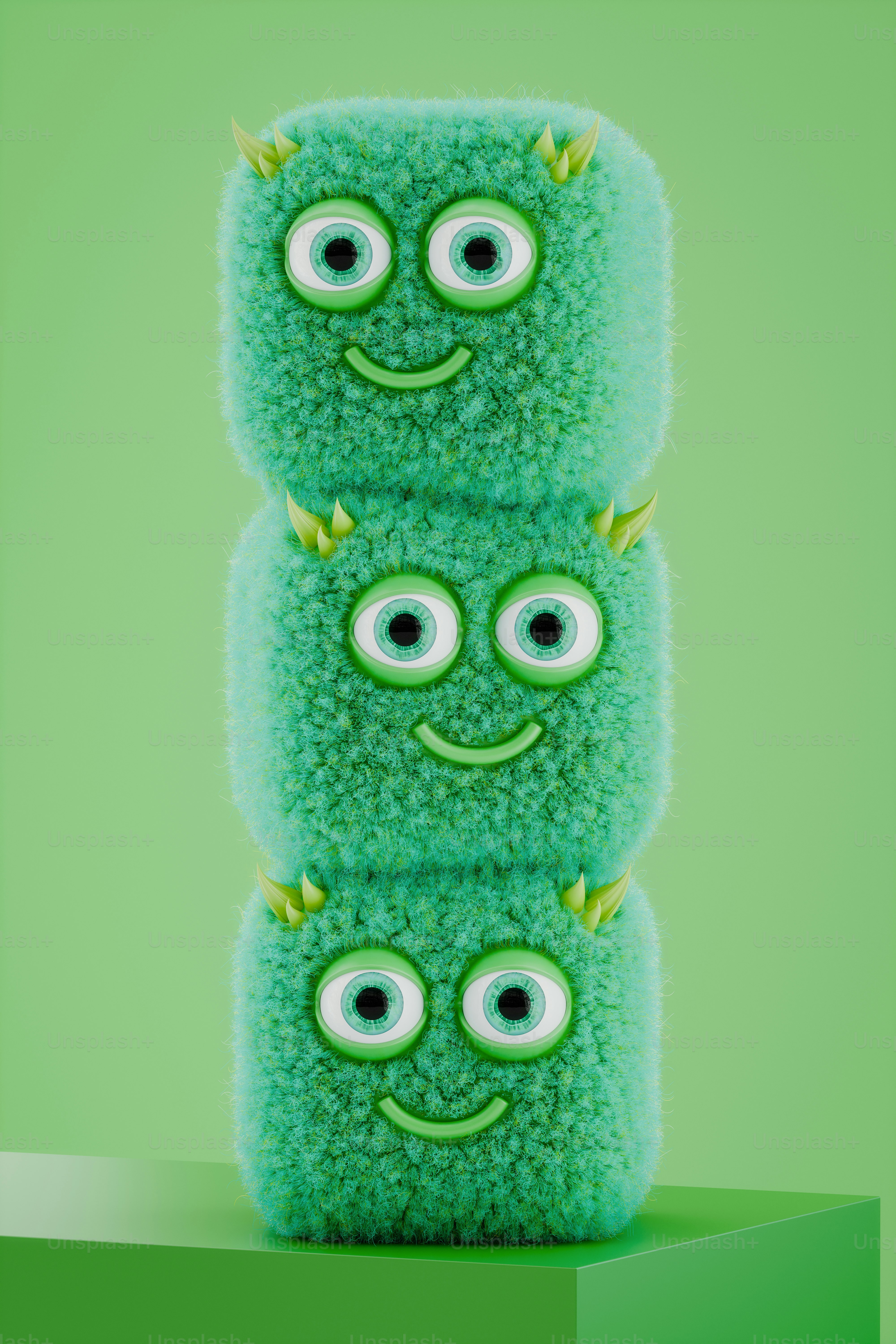 Ein paar grüne Sachen mit Augen darauf