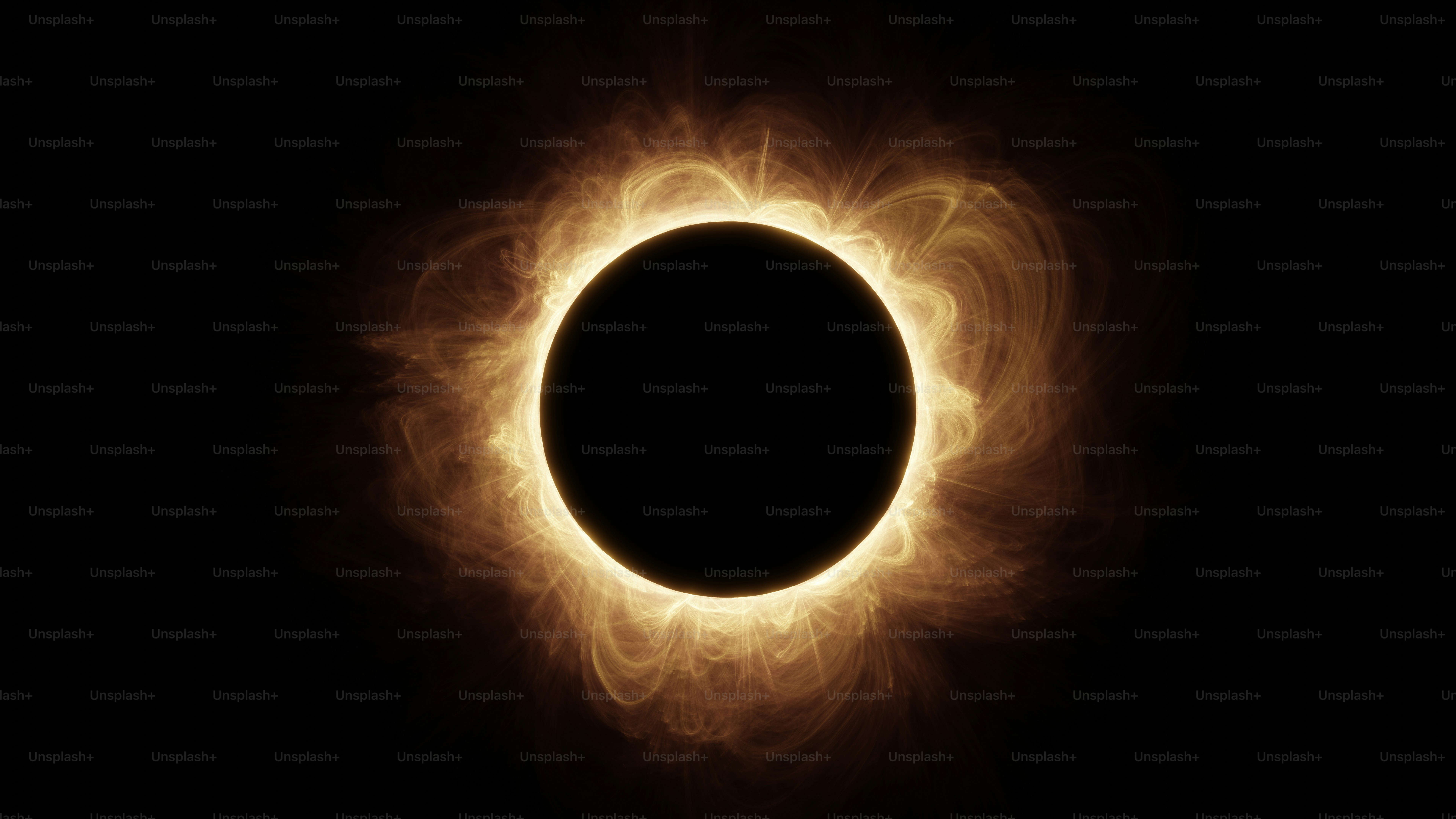 A solar eclipse is seen in the dark sky