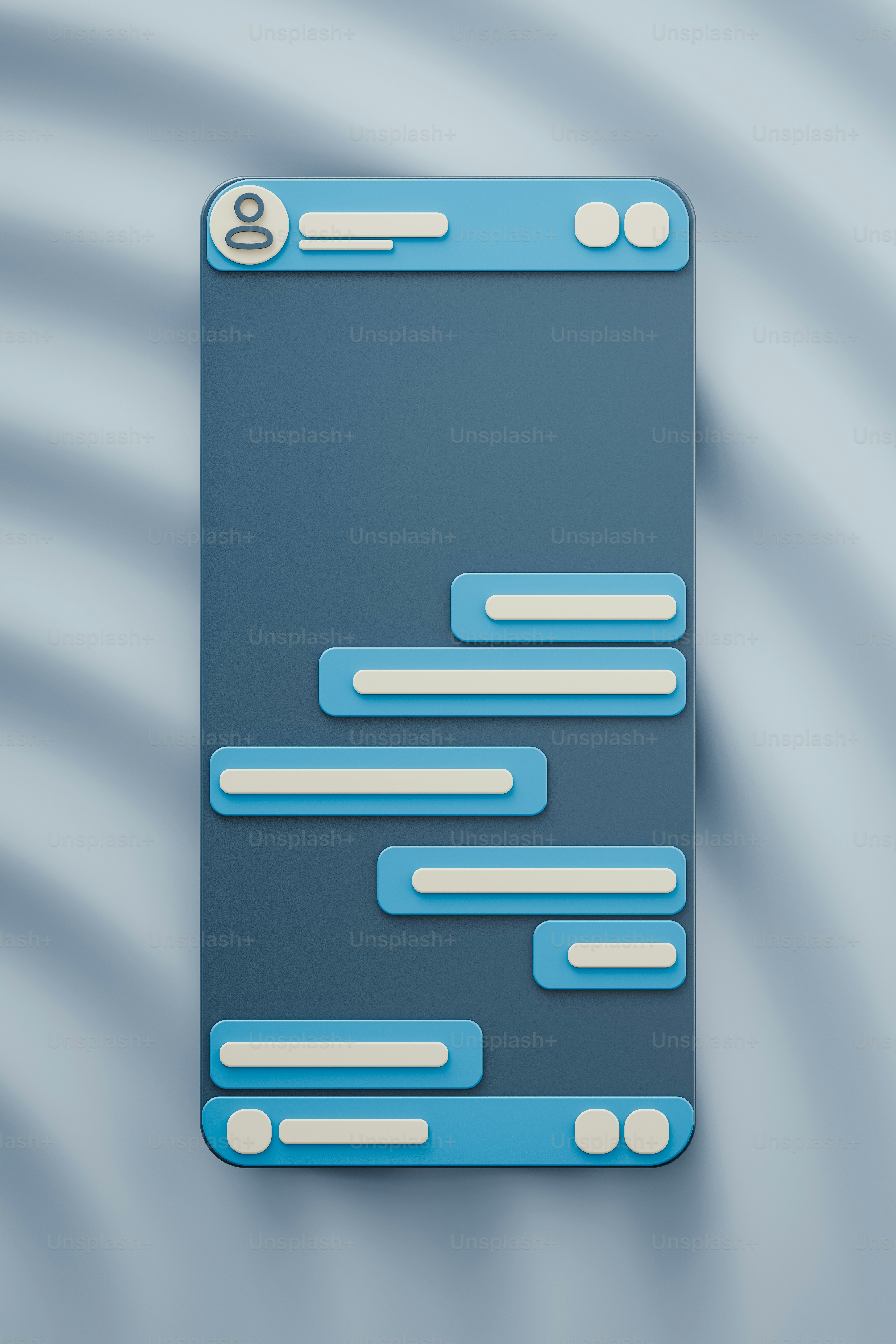 Minimalist concept of a phone messenger application. 3D render.