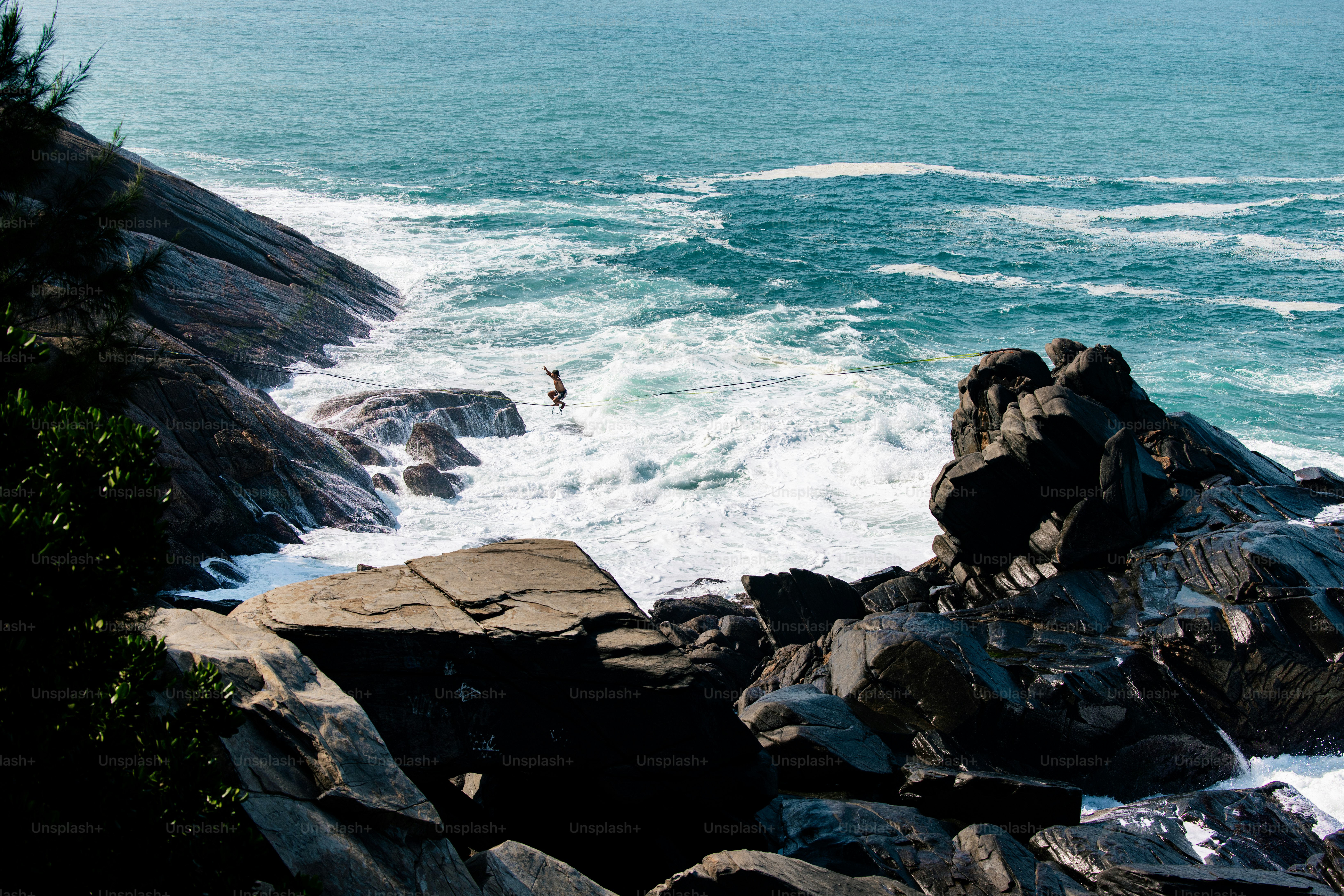 A view of the ocean from a rocky shore