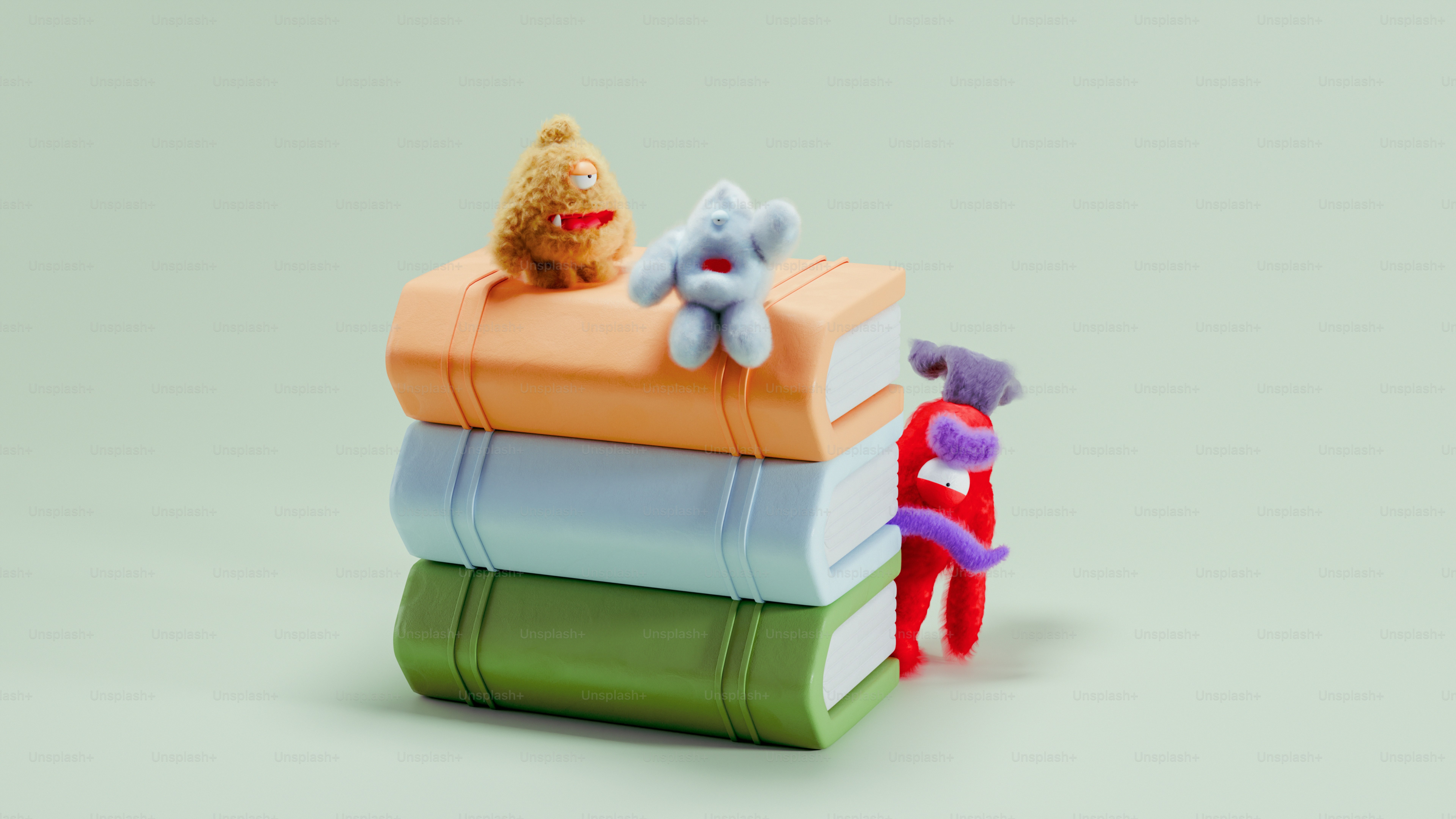 A stack of books with a teddy bear sitting on top of them