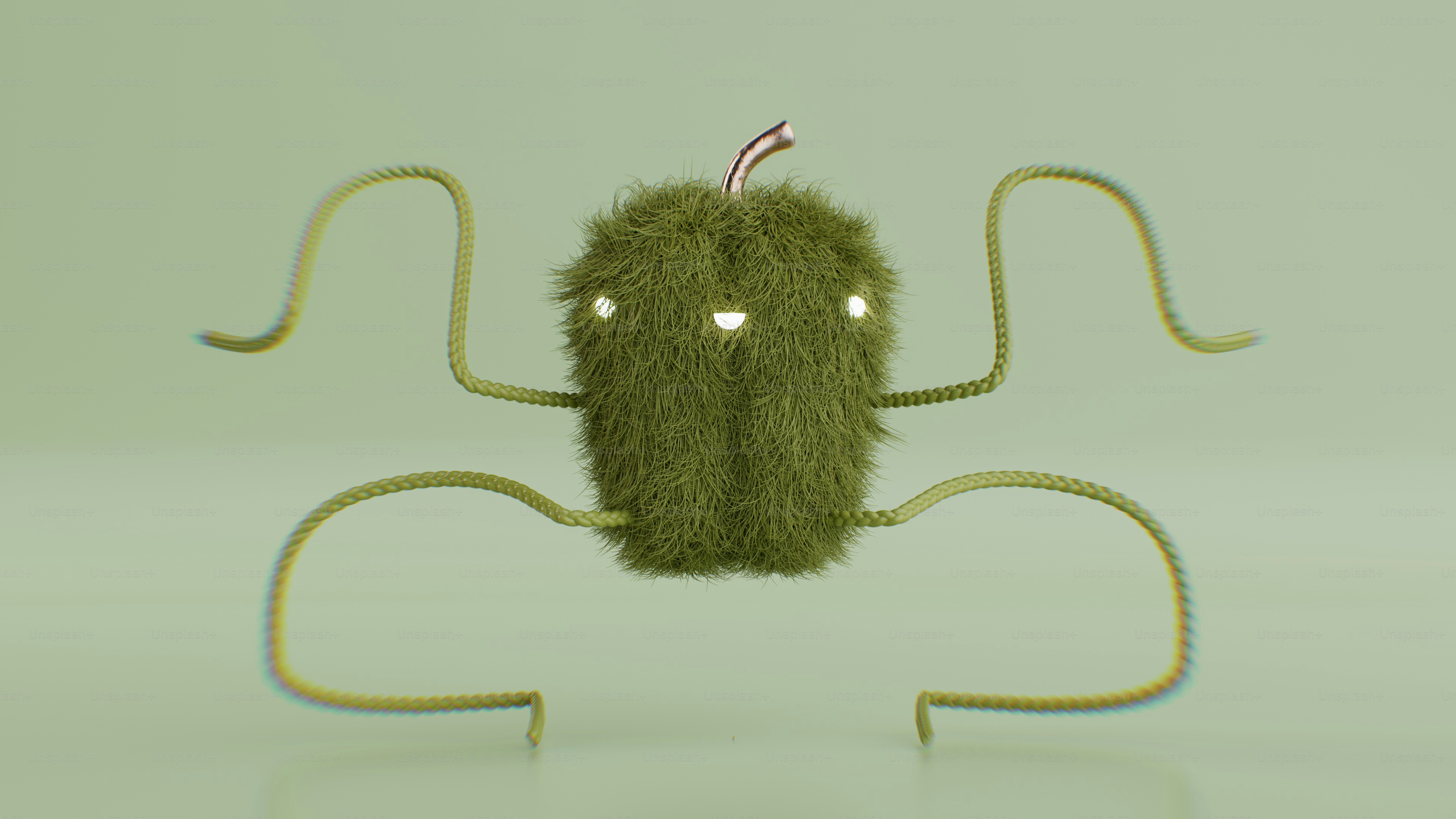 A green creature with a red and white flag on it's head