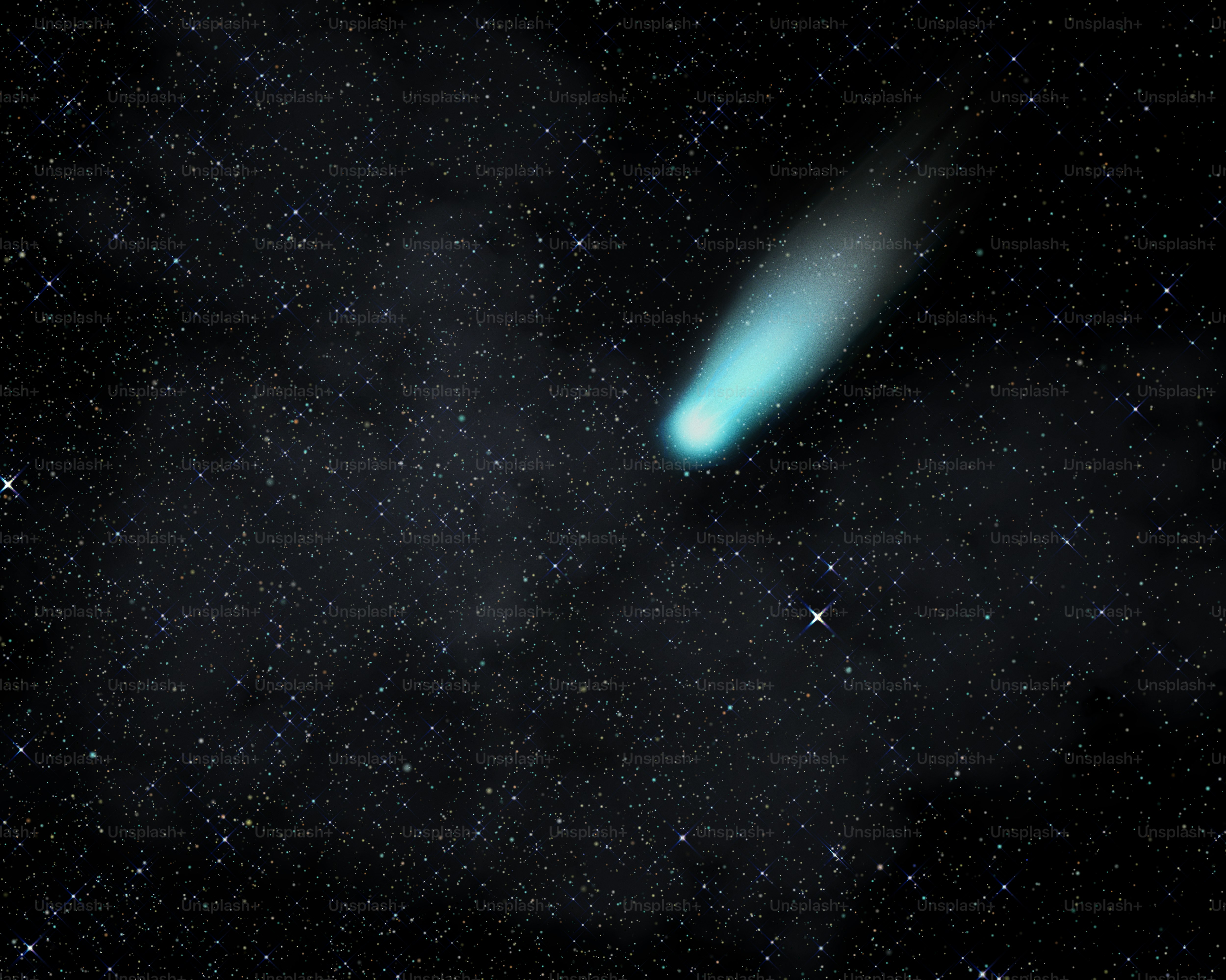 A bright blue object in the middle of the night sky