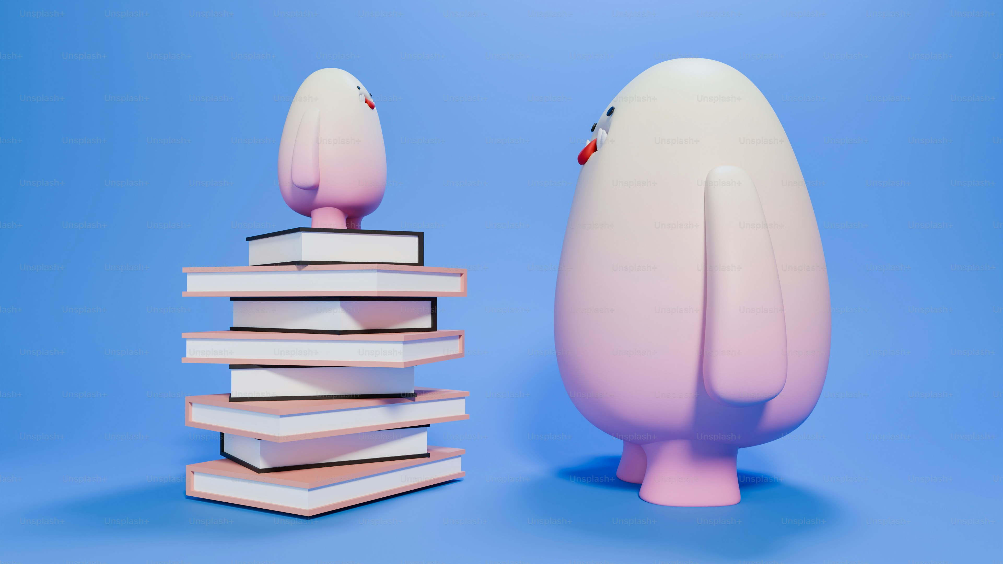 An egg sitting on top of a stack of books