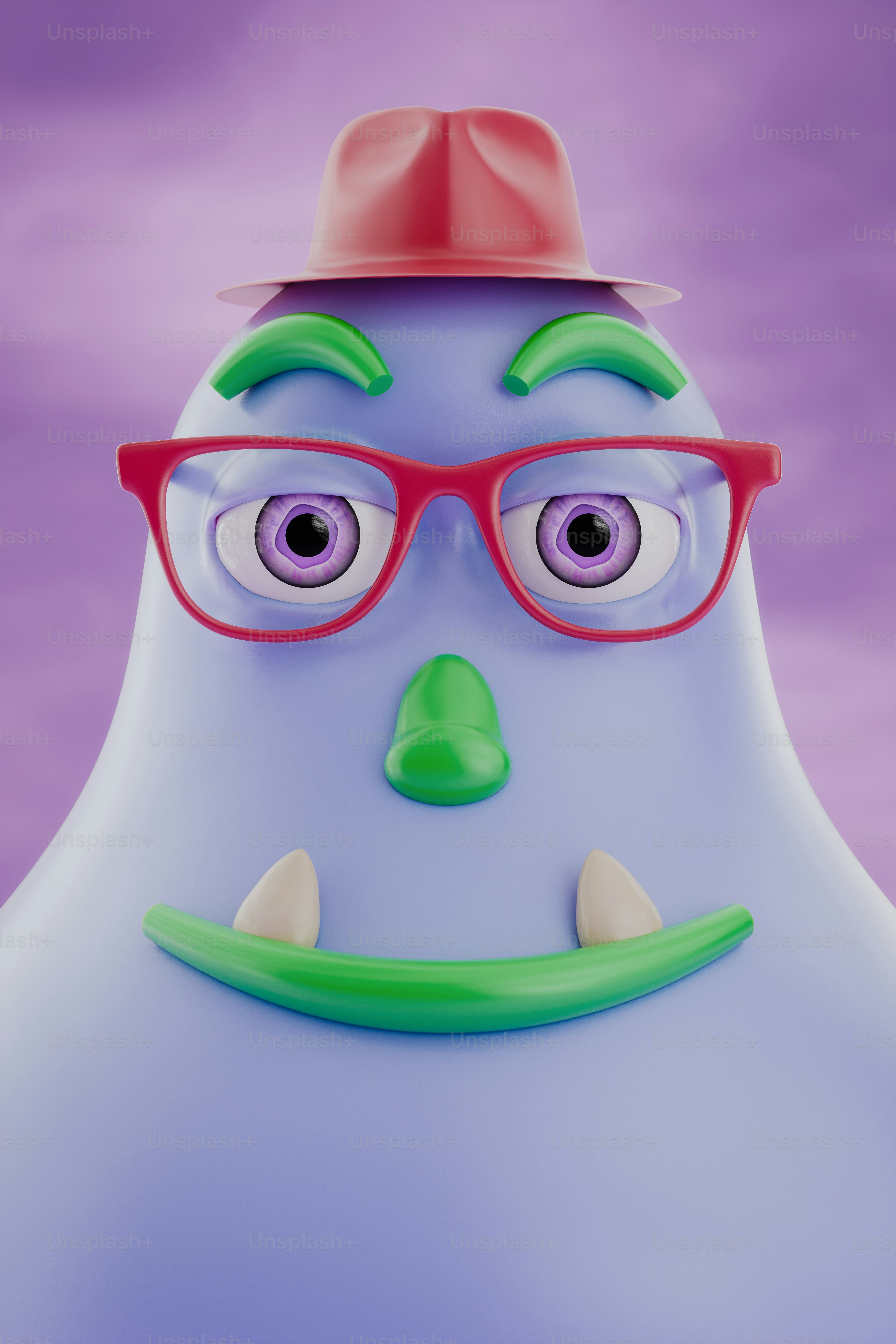 A cartoon character wearing glasses and a hat