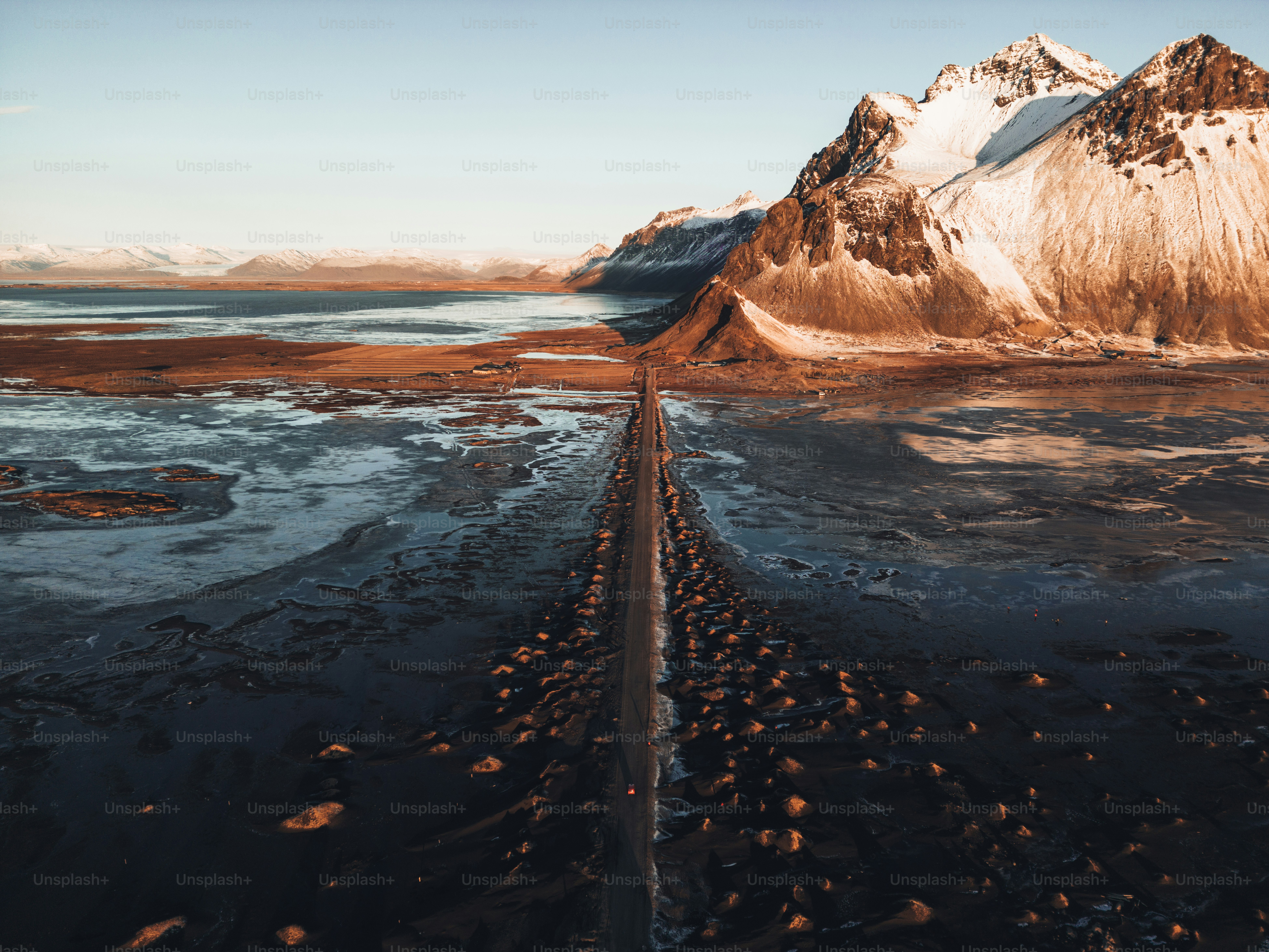 An aerial view of a road in the middle of nowhere