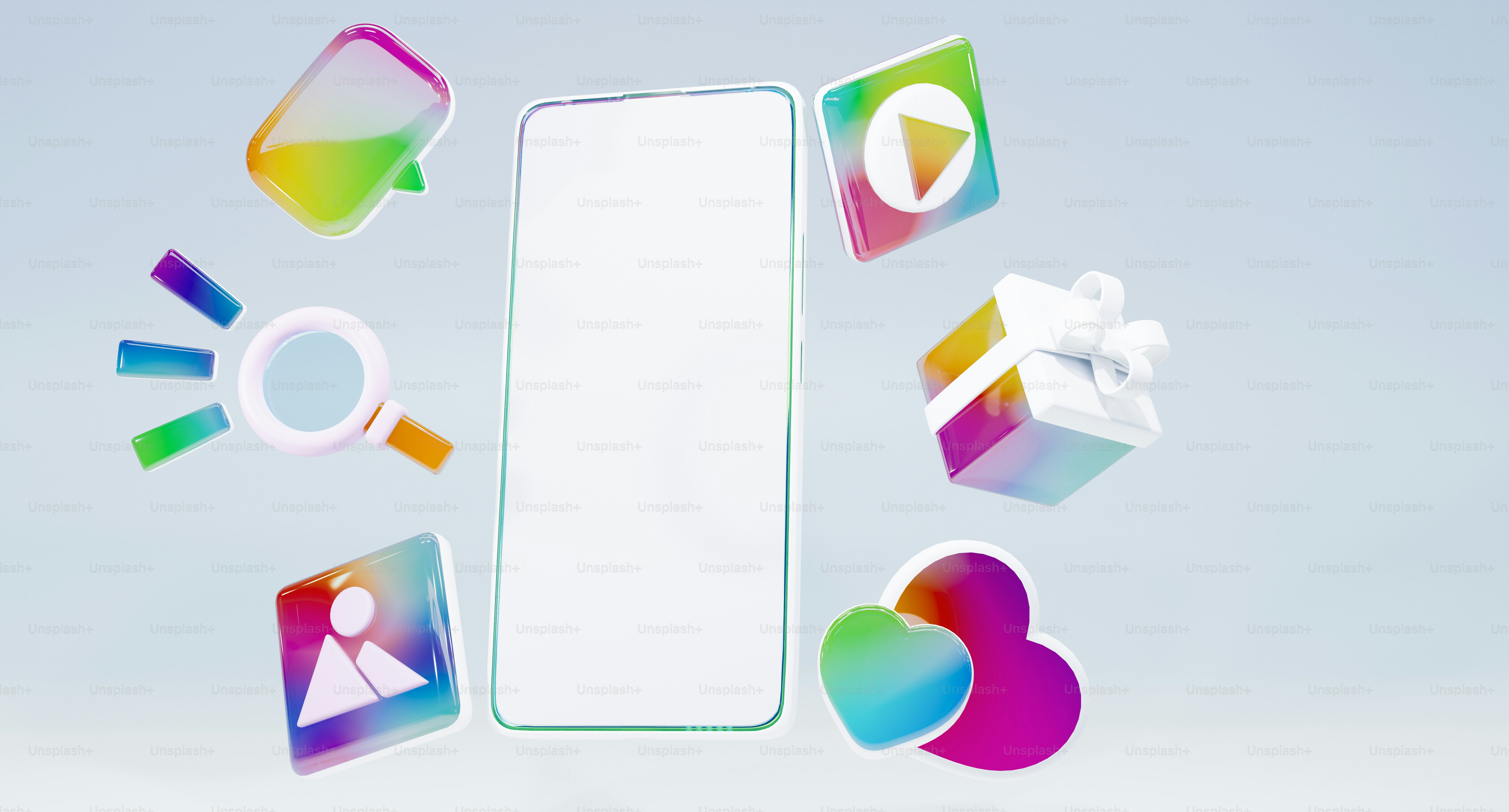 A white box with a bunch of colorful stickers around it