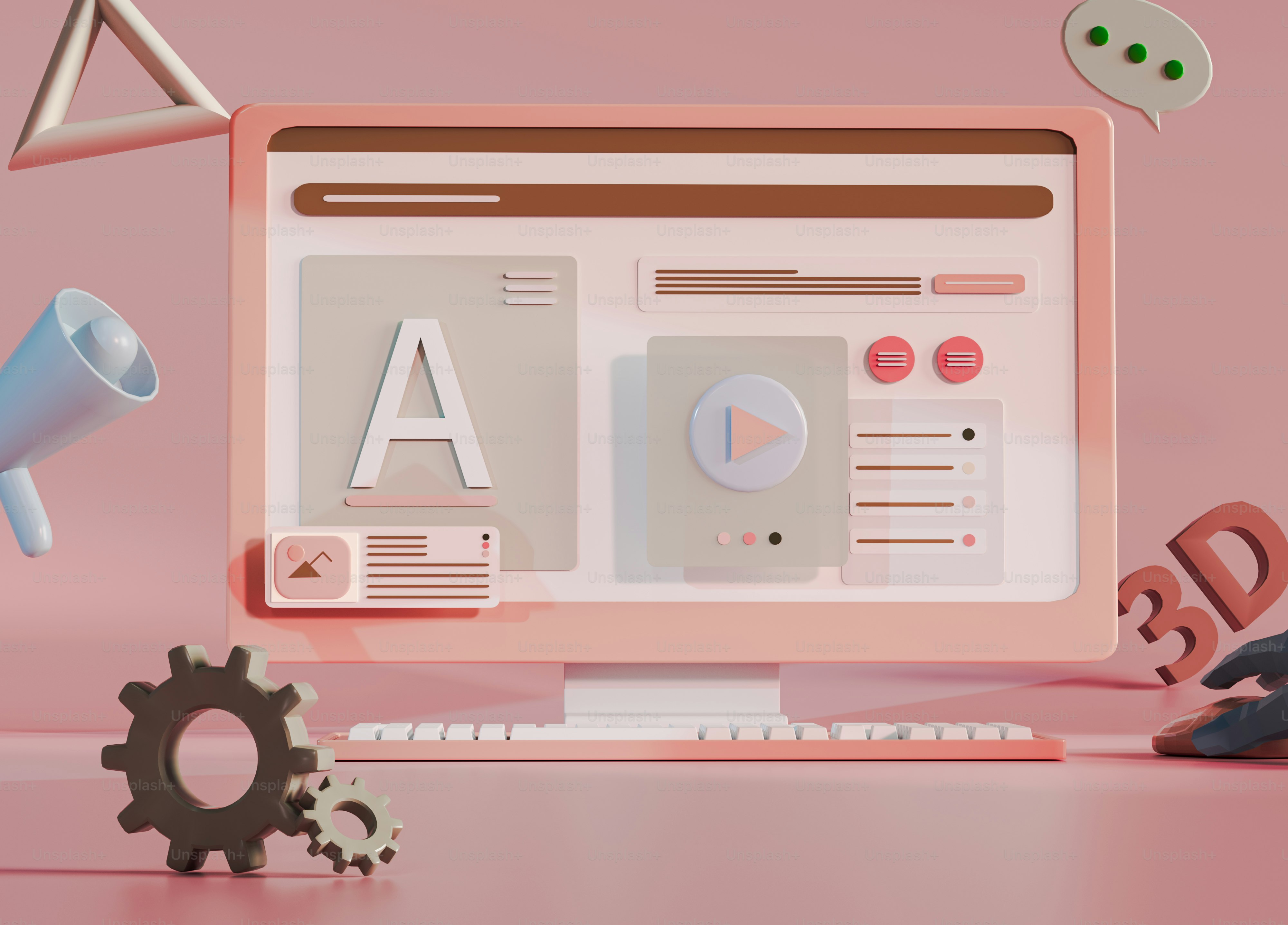 A computer screen with various objects surrounding it