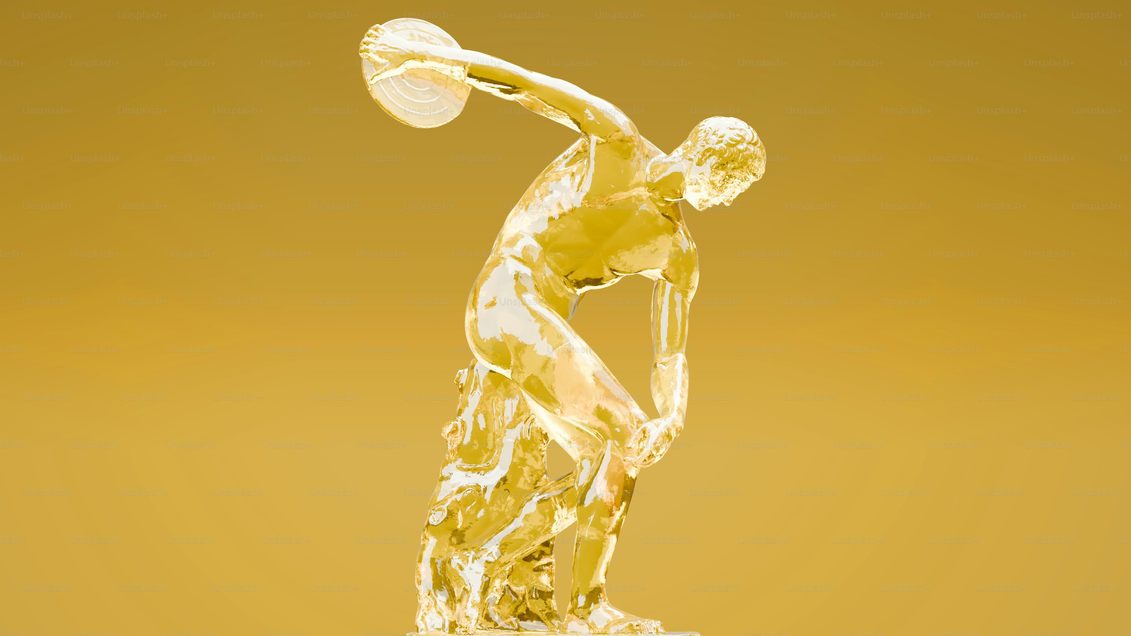 Eine Glasfigur eines Mannes, der einen Basketball hält