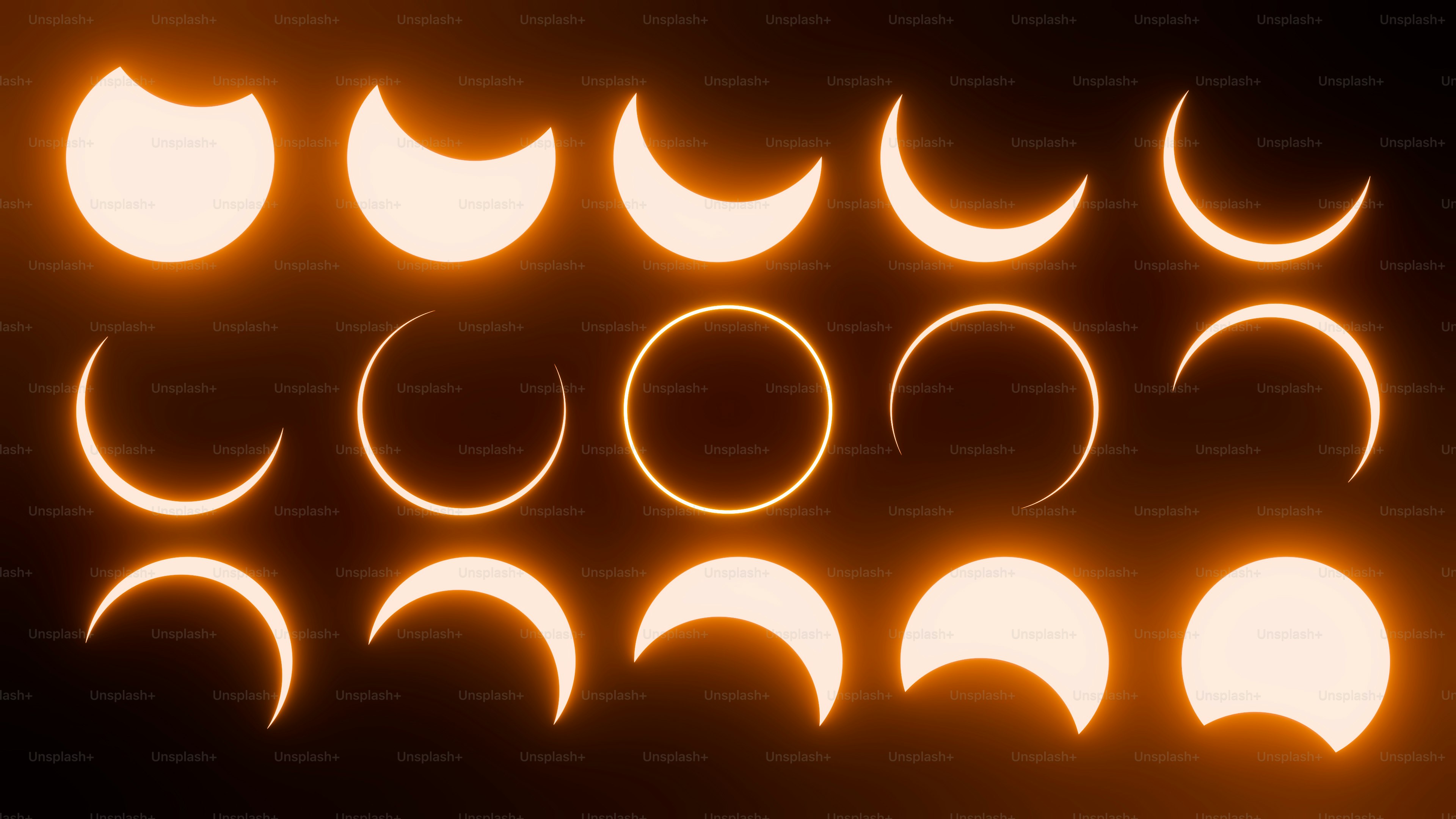 A series of phases of a solar eclipse