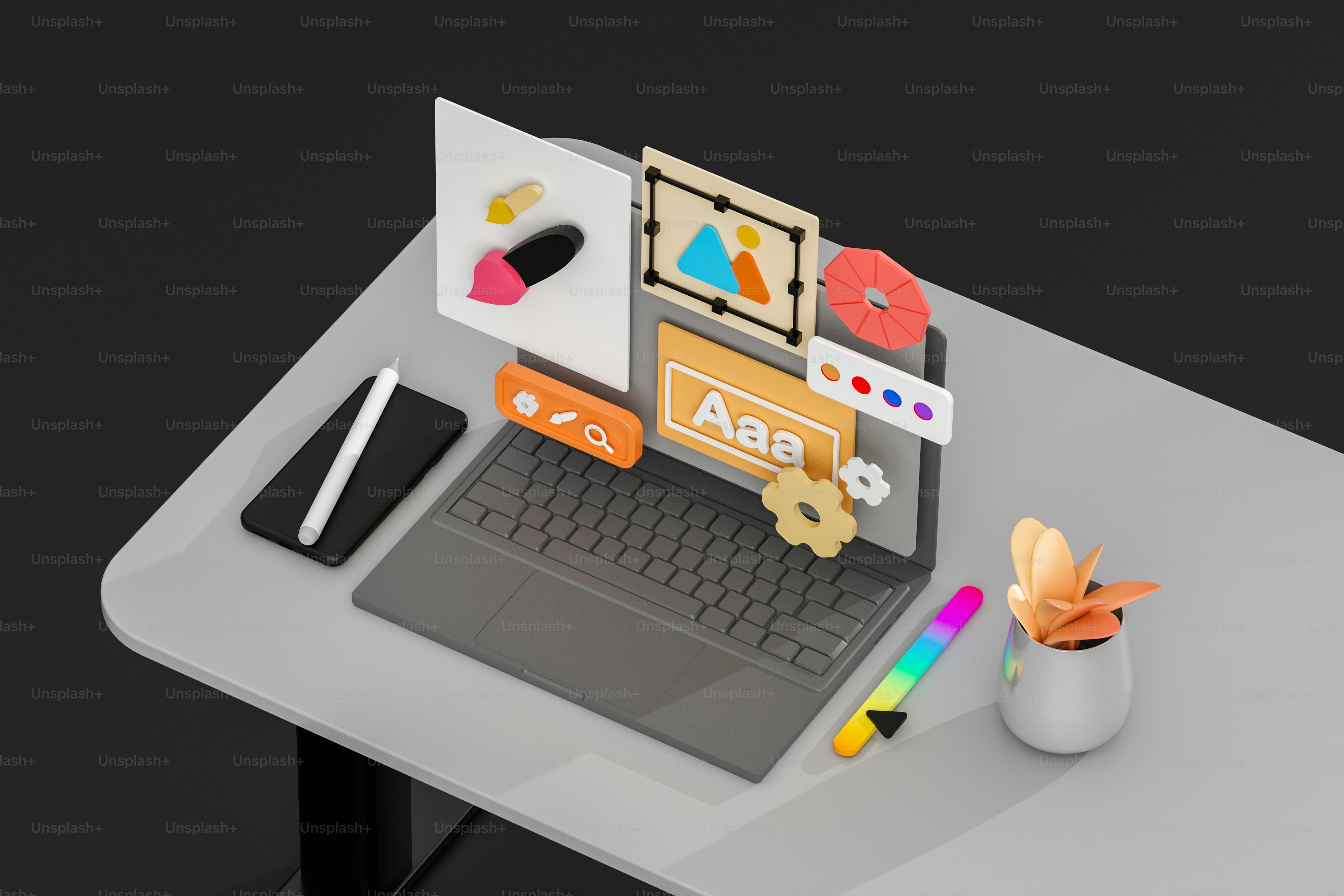 A laptop computer sitting on top of a desk