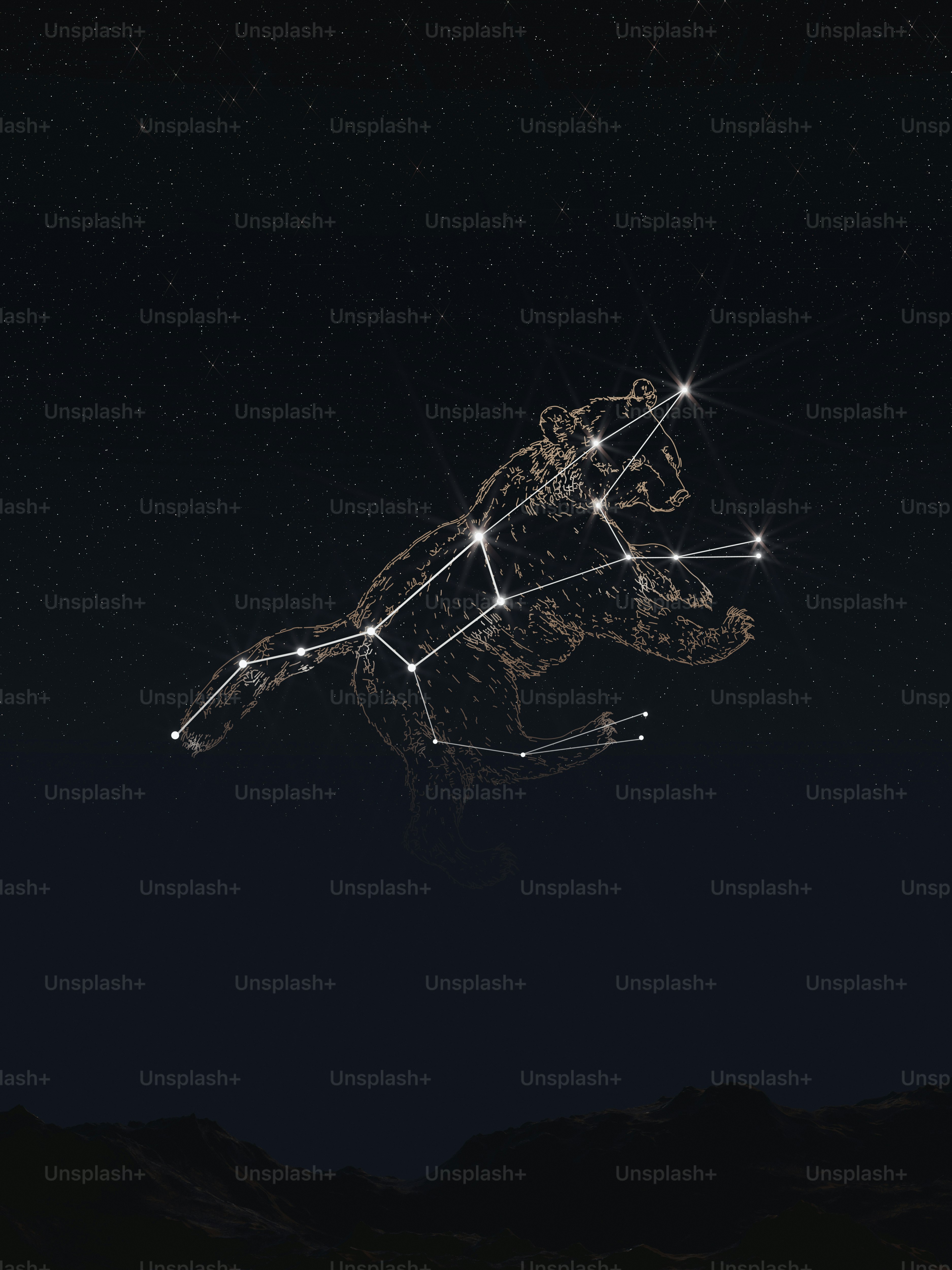 A picture of a horse in the night sky