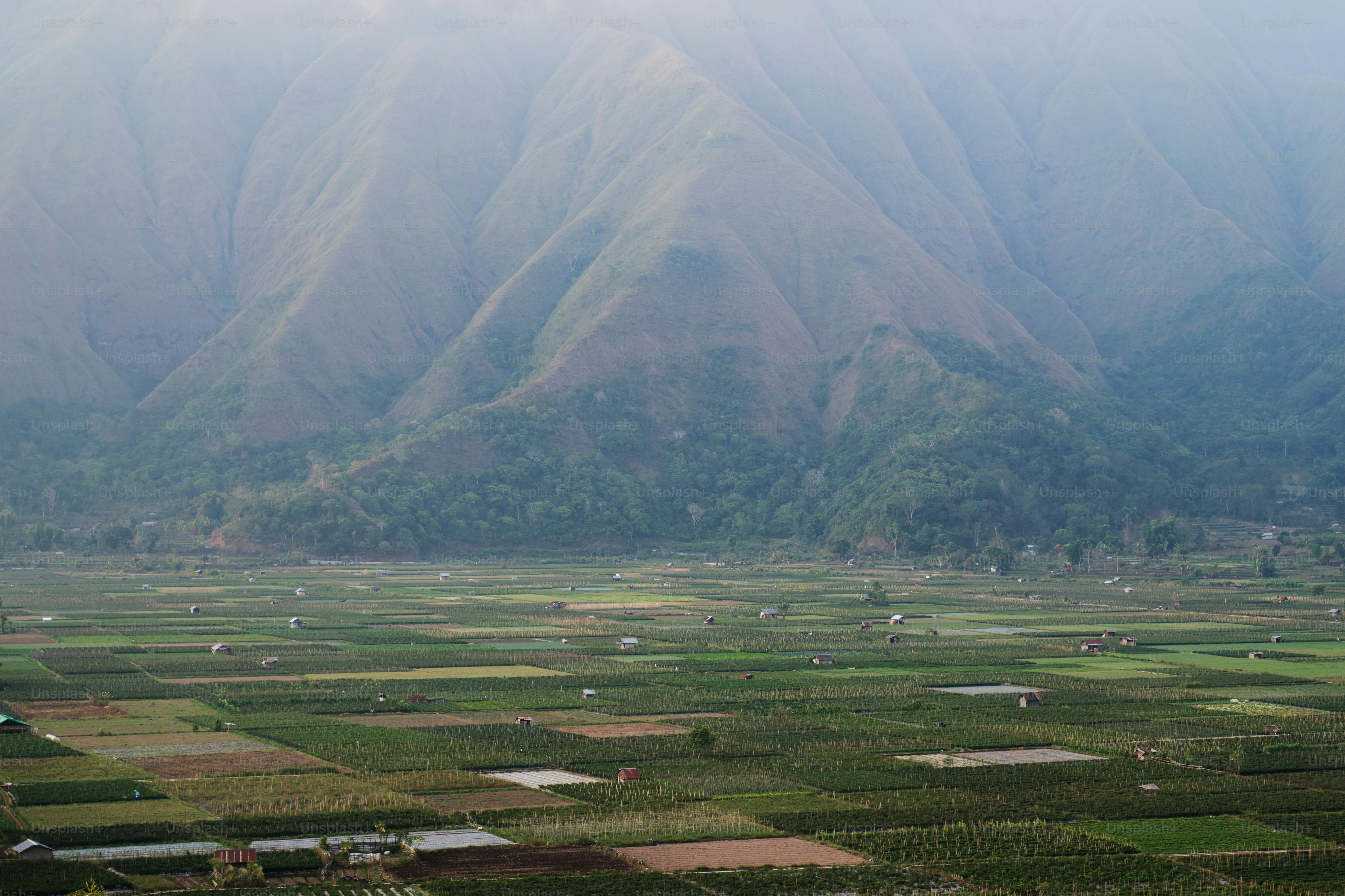 A view of a mountain range from an airplane