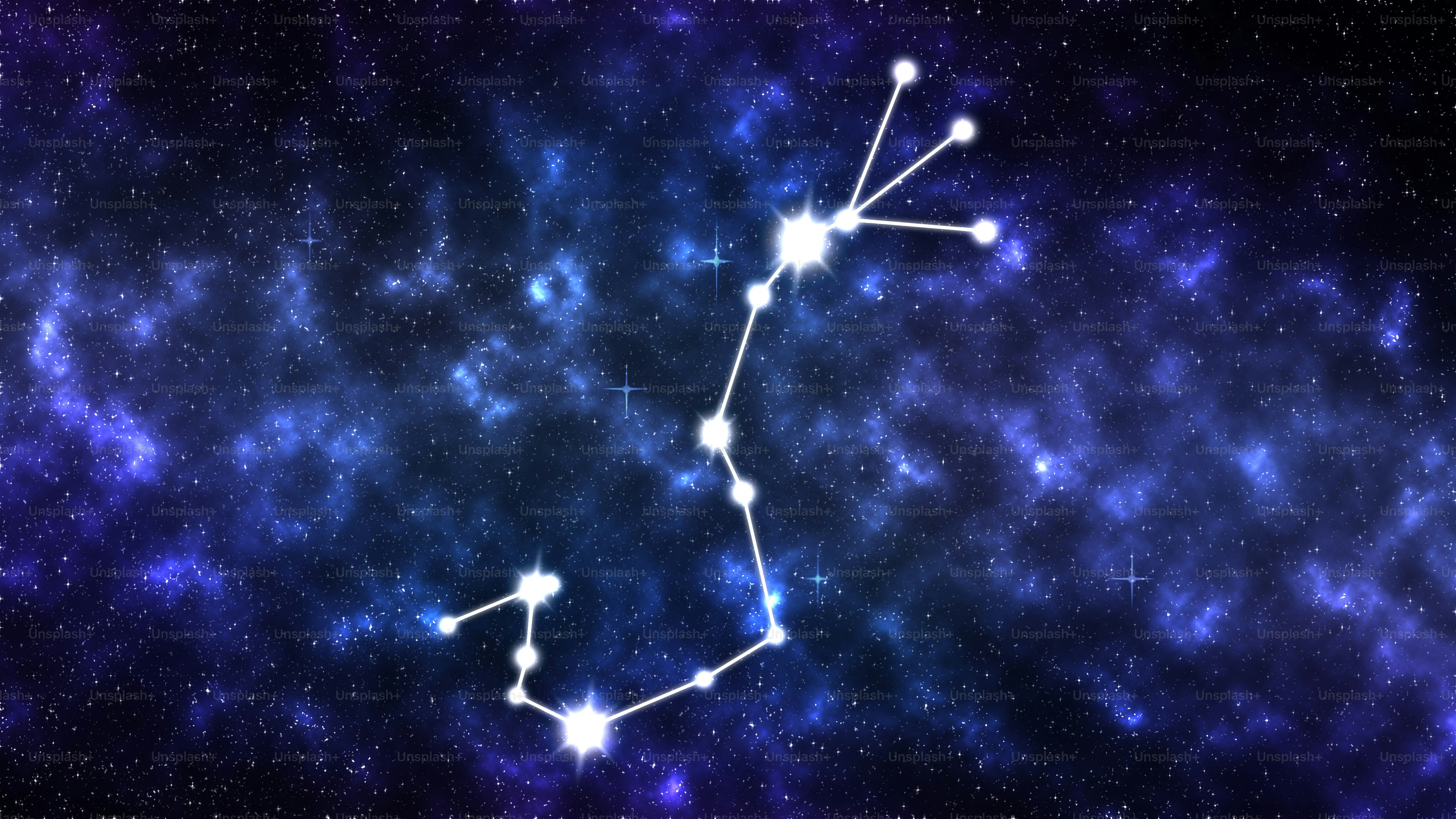 El signo del zodiaco está en medio del cielo nocturno