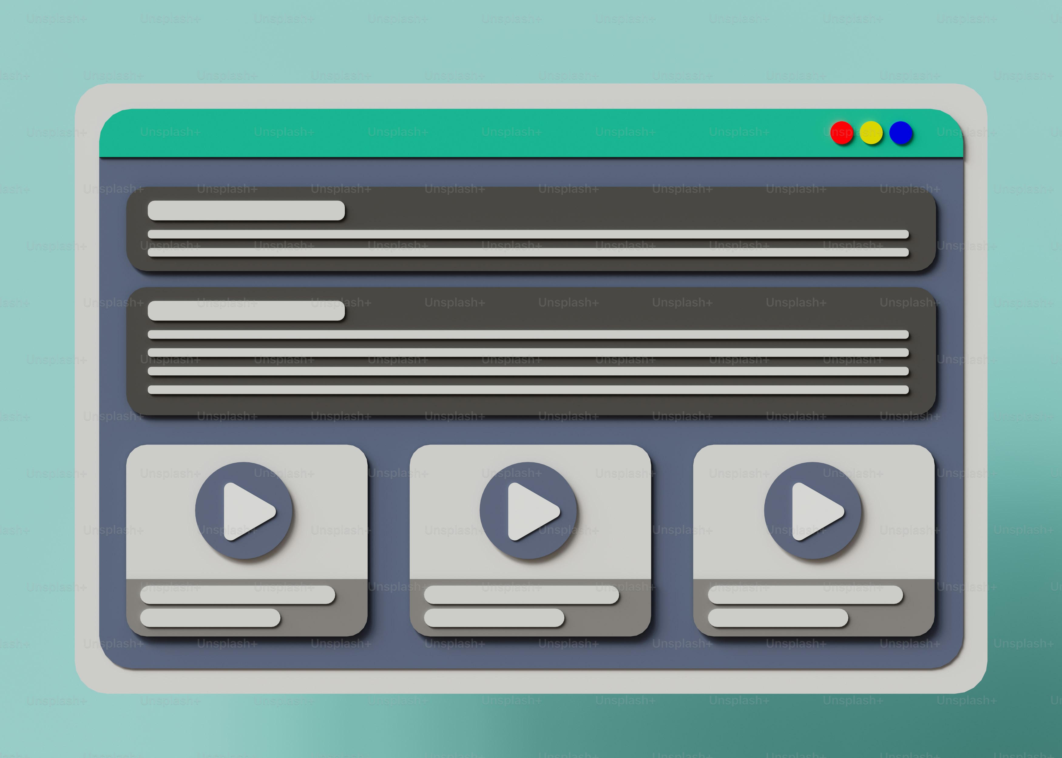 A computer screen with a play button on it